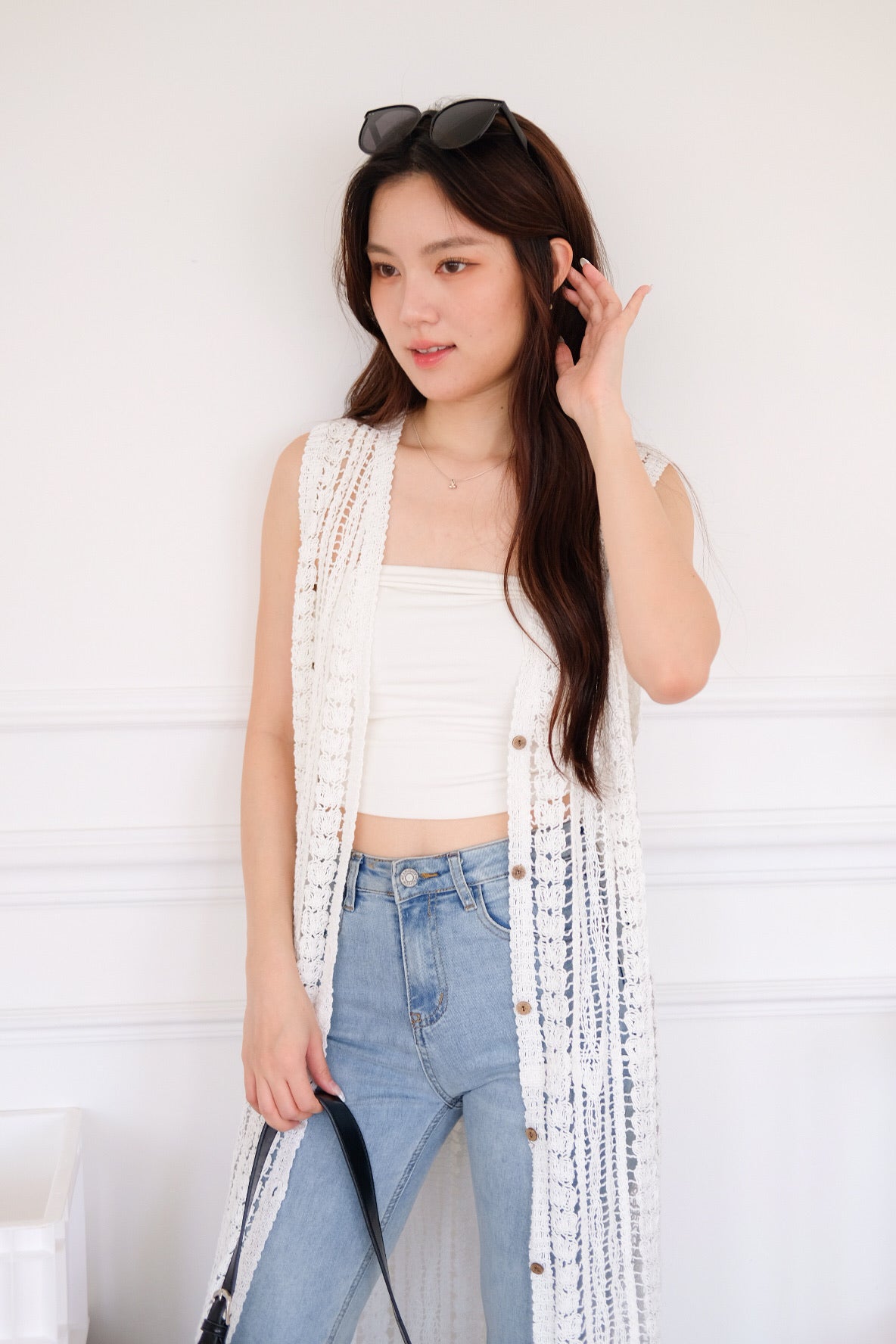 Romania Crochet Maxi Outerwear (White)
