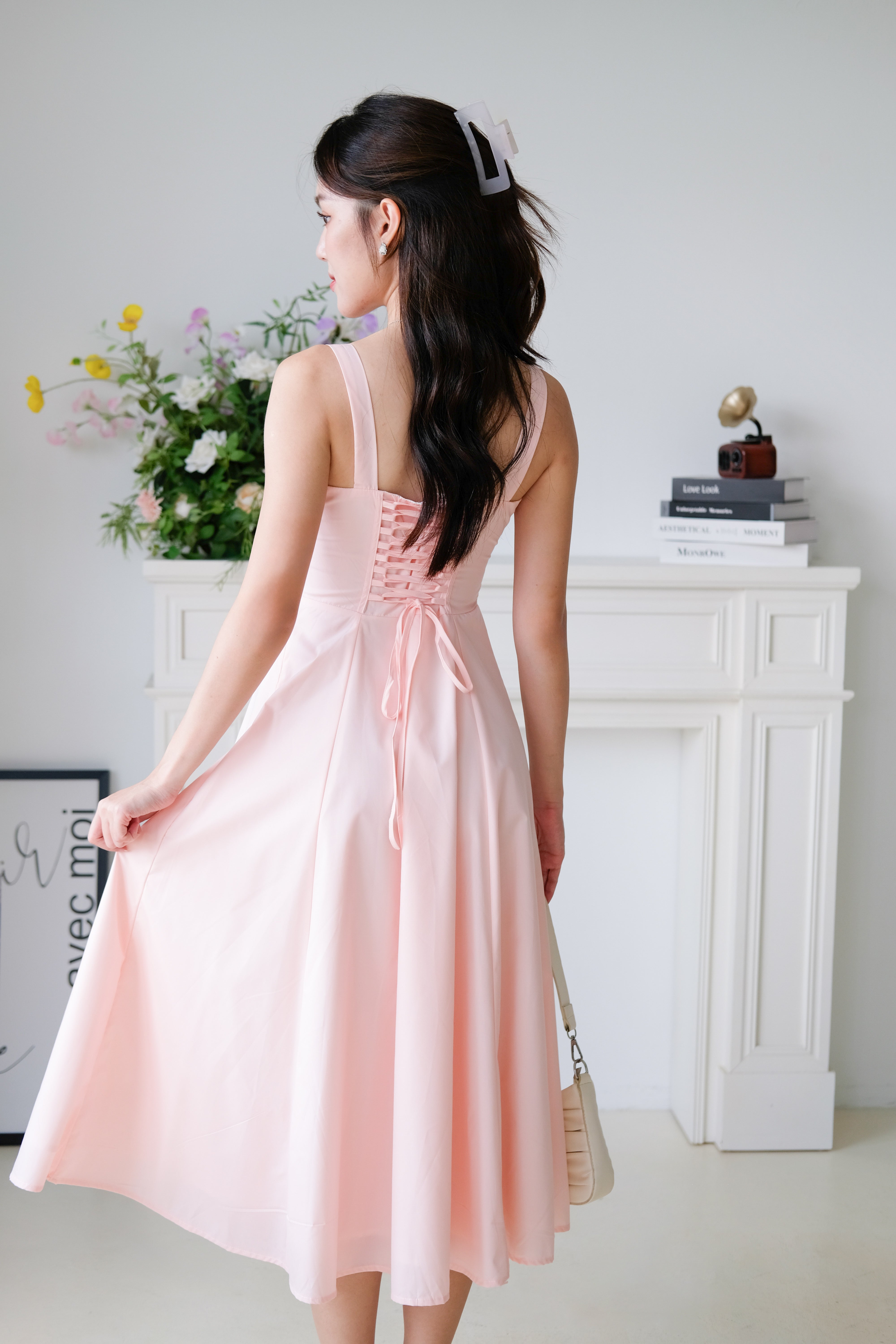 Claire Ruched Slit Midaxi Dress (Berry Pink)