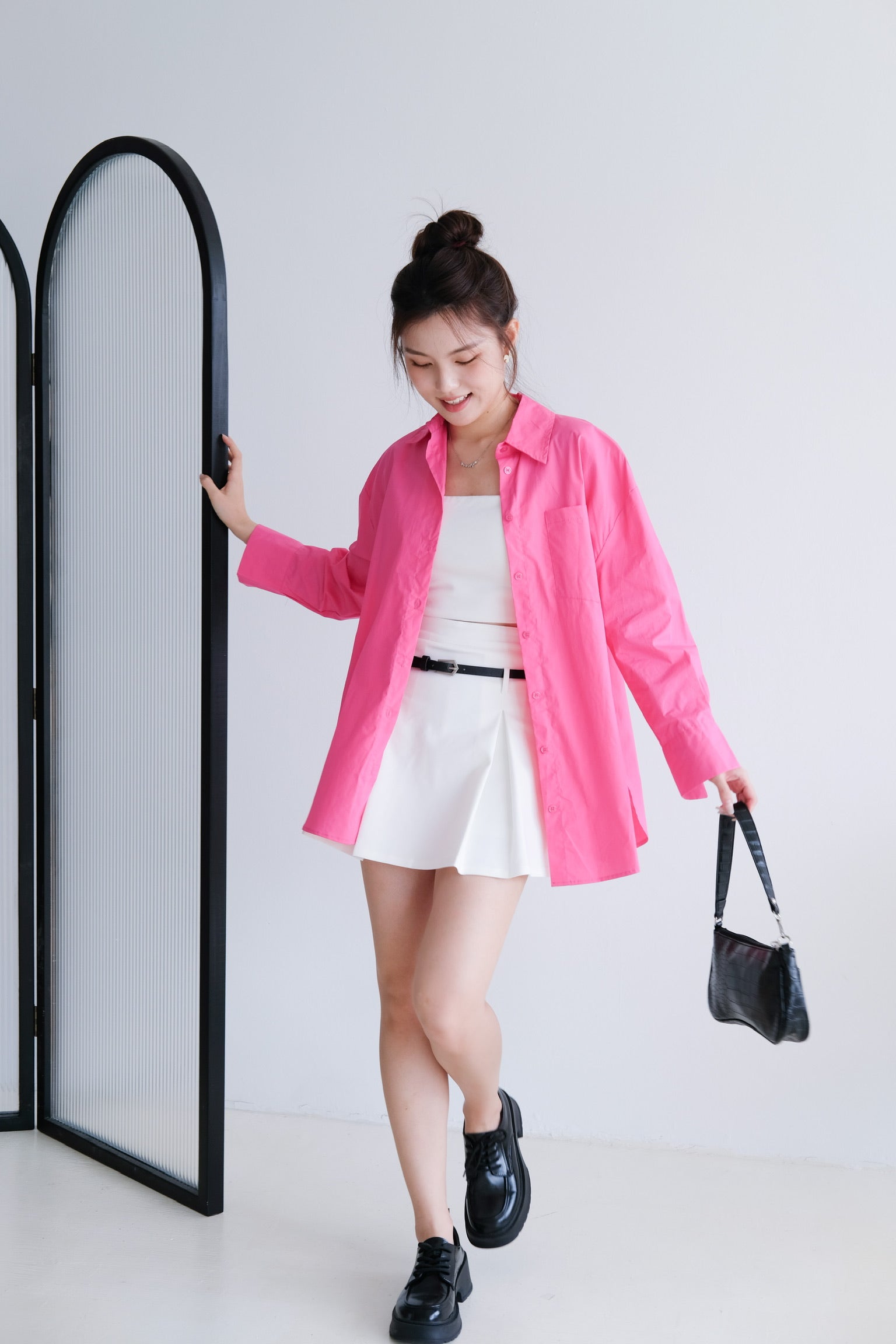 Rileen Boyfriend Oversized Shirt (Dark Pink)