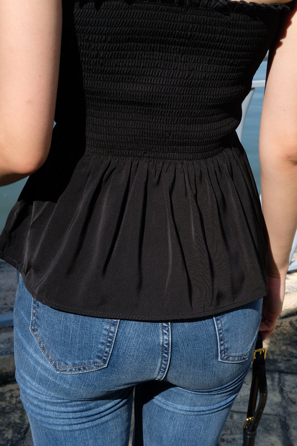 Althea Smocked Bow Tube Top (Black)