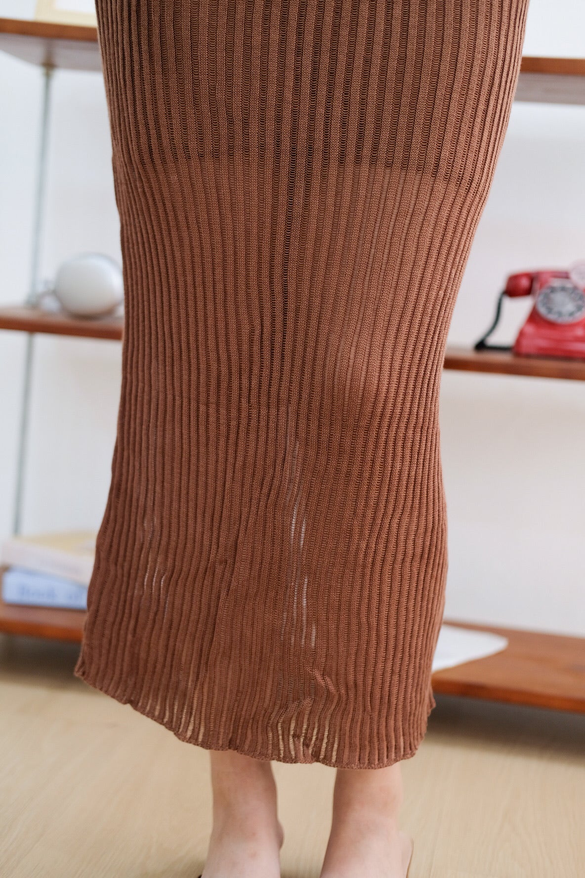 Brown Knit Bodycon Maxi Dress