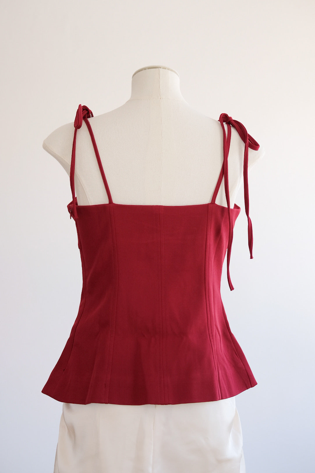 Red Ribbon Tie Flare Top