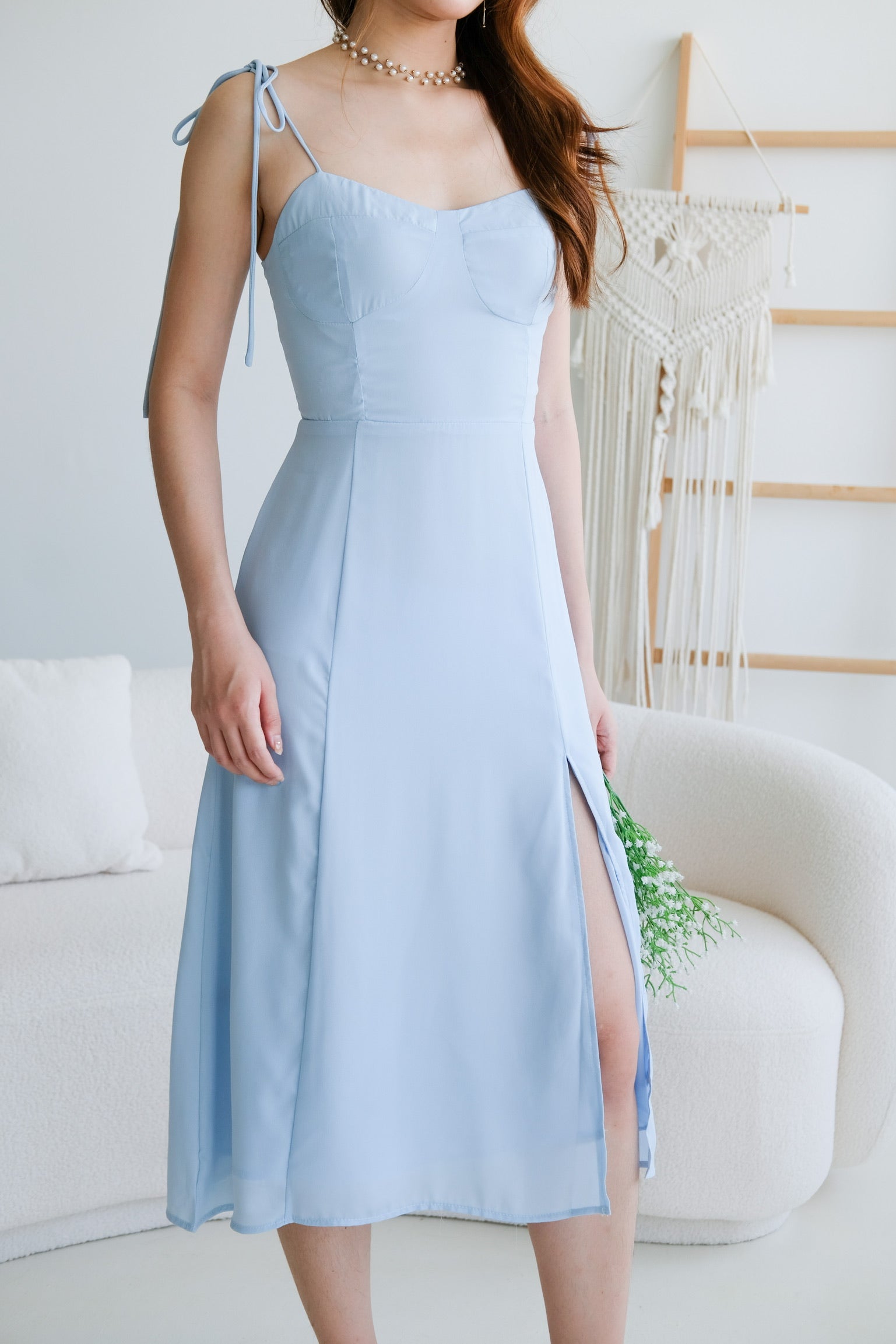 Lauren Slit Midi Dress (Sky Blue)