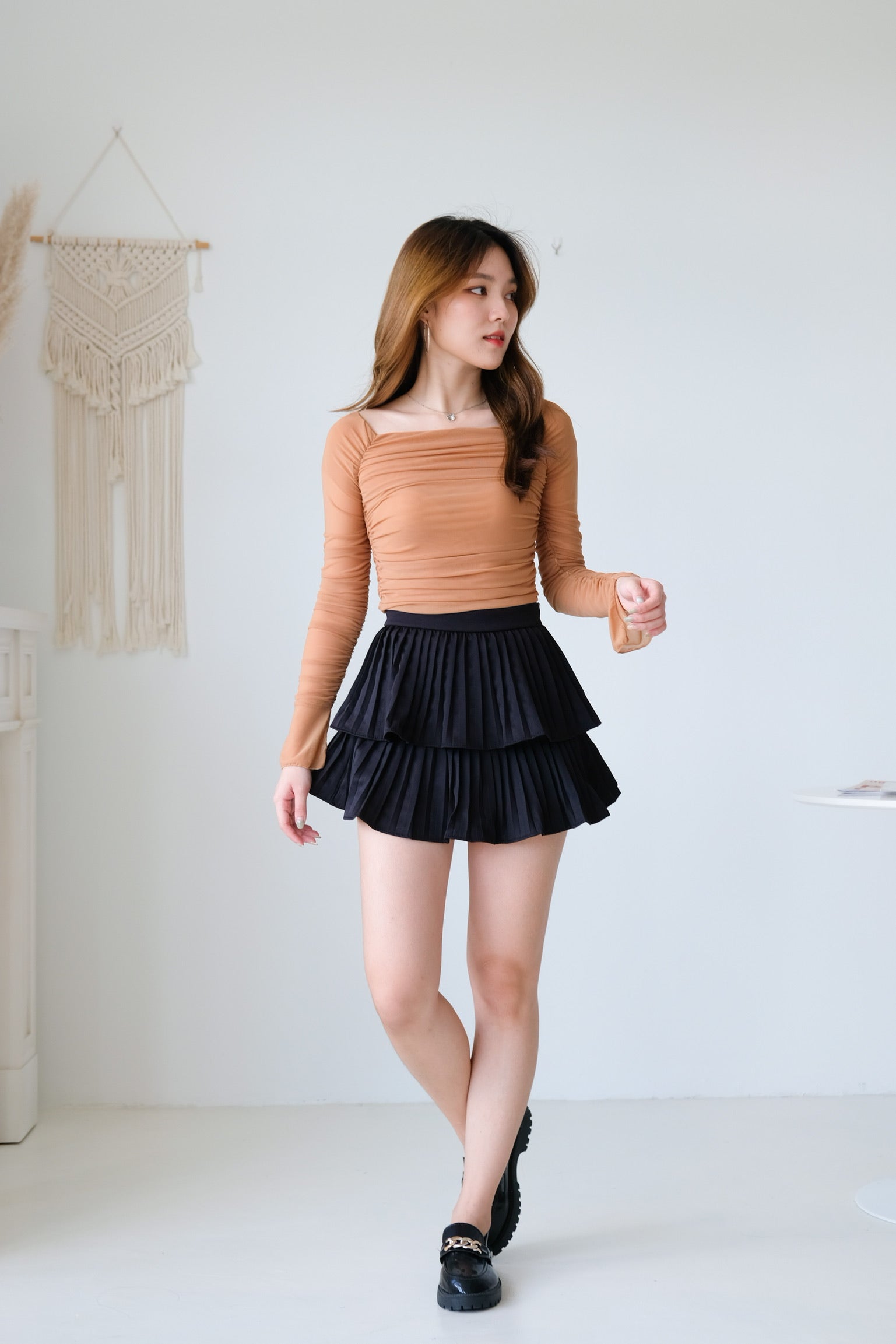 Dainty Pleated Skorts (Black)