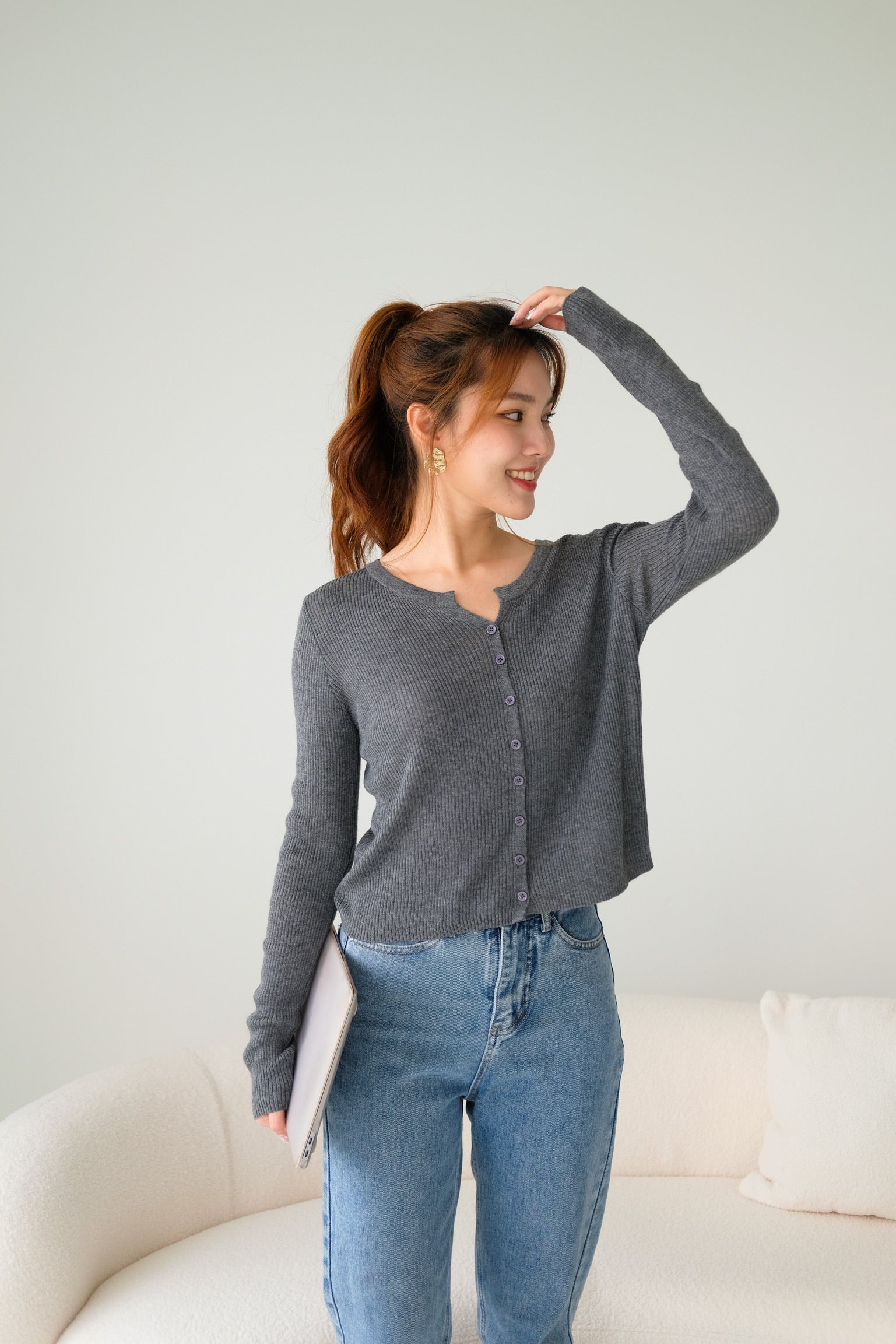 Ultimate Comfy Sleeves Top (Grey)