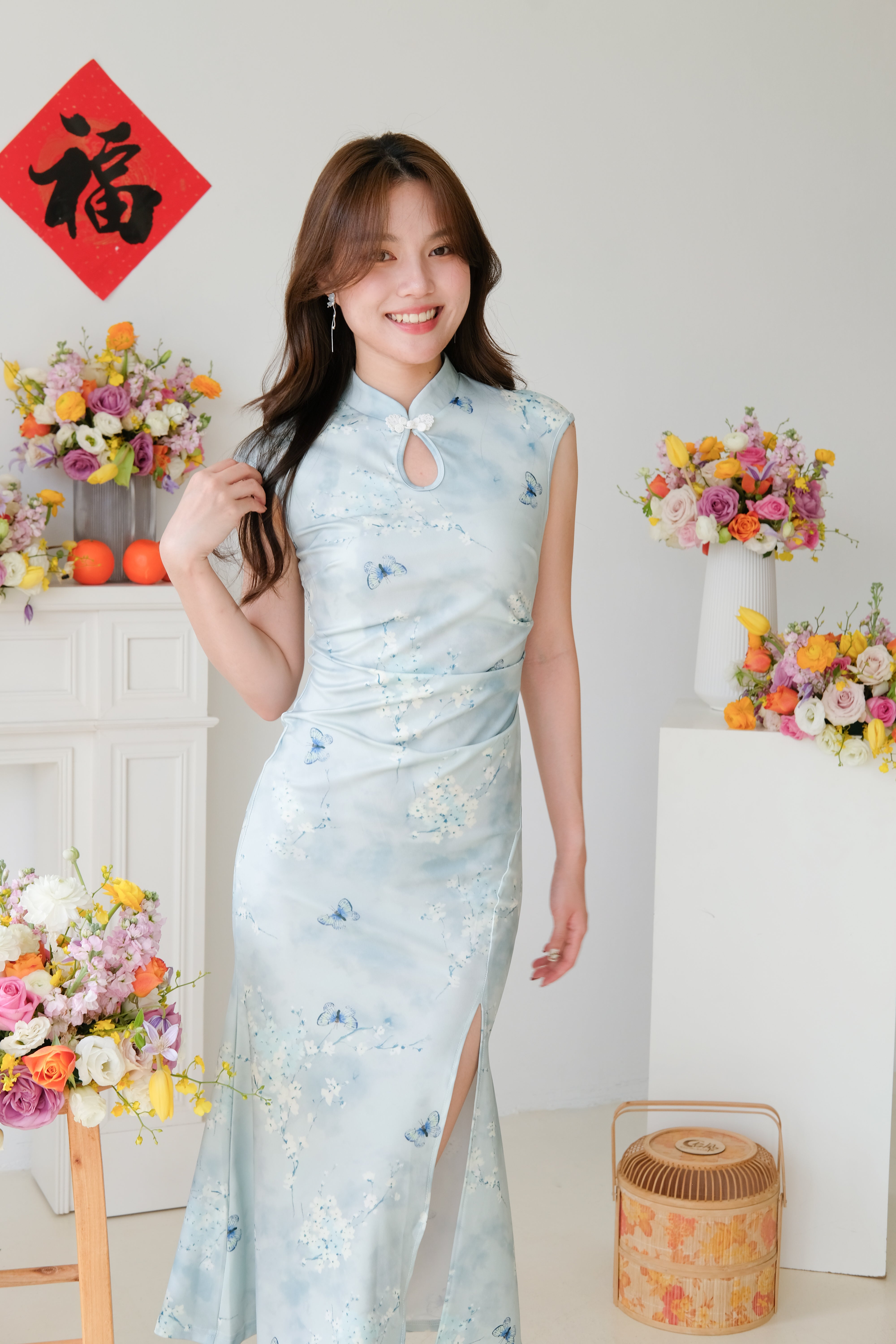 Fang Floral Mermaid Cheongsam (Ocean Blue)