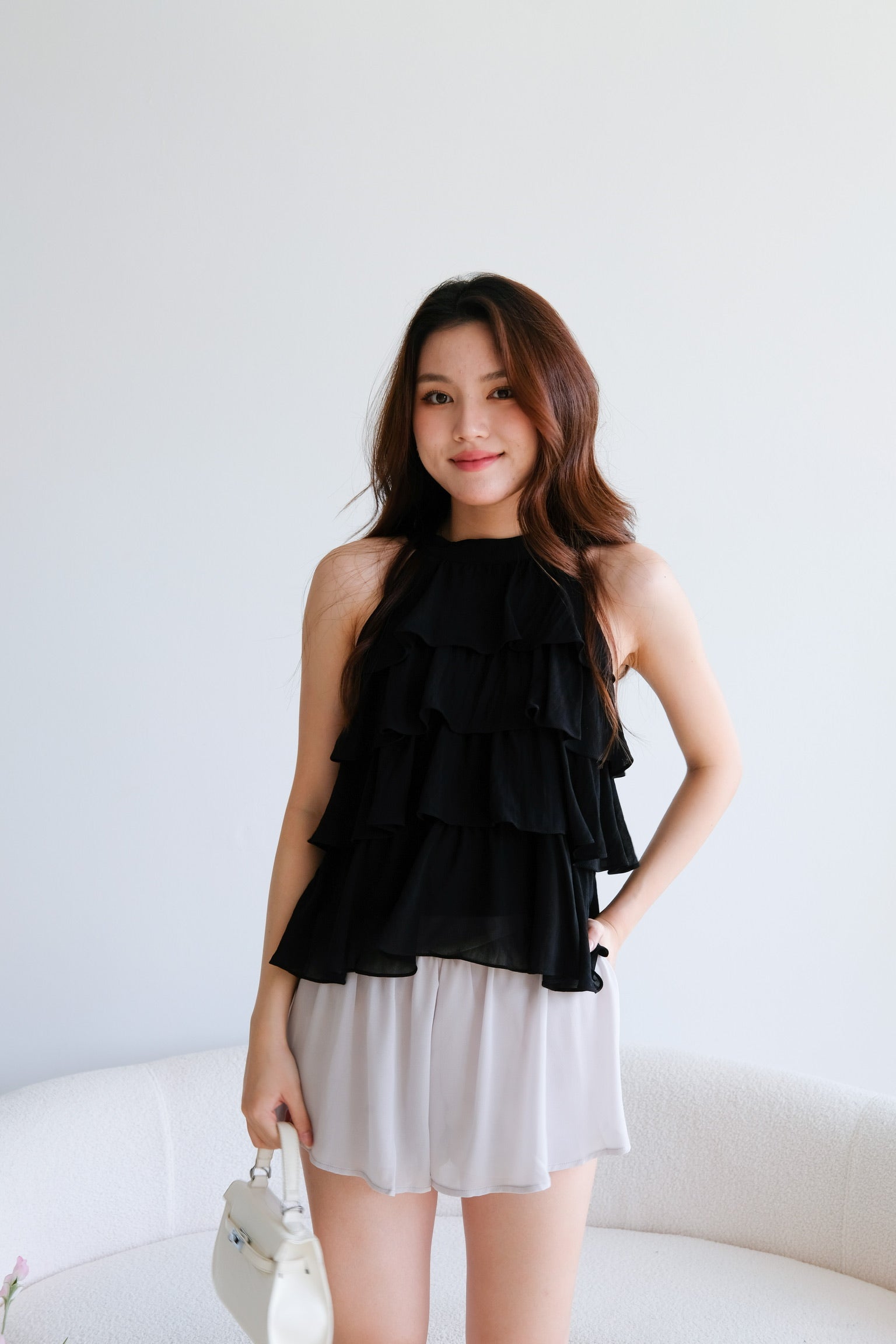 Erica Layered Halter Top (Black)