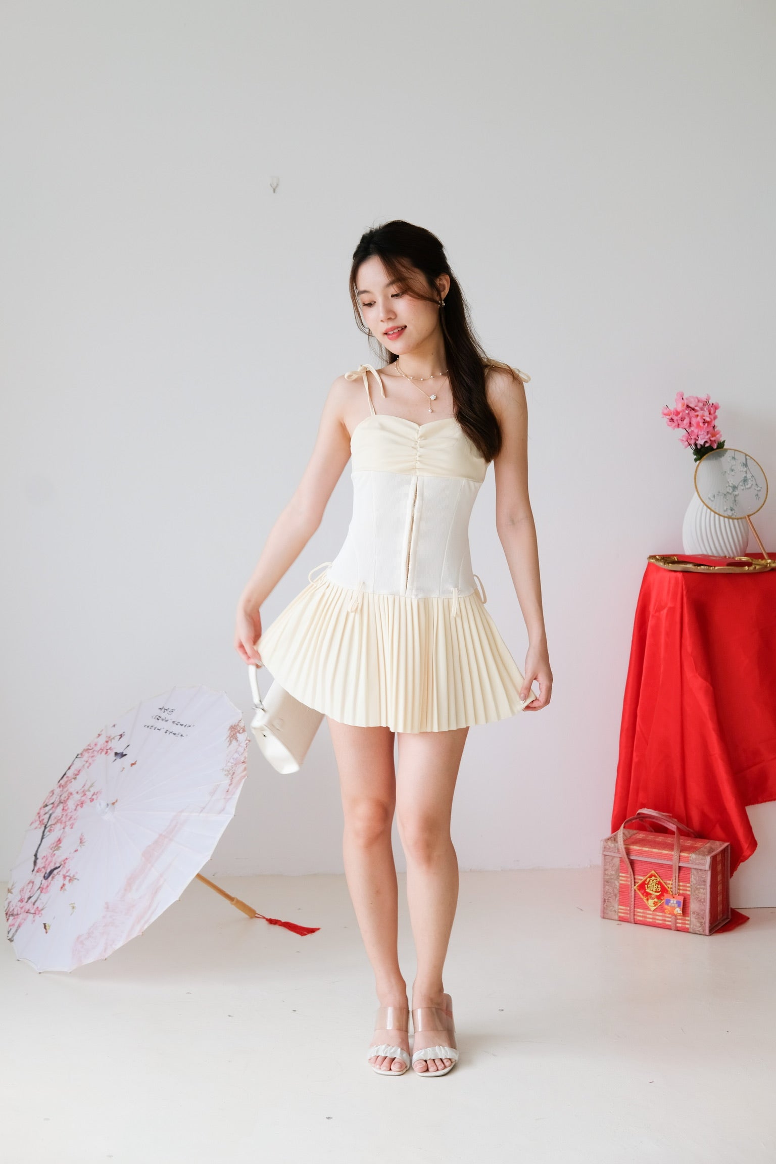 Larissa Ballerina Pleated Dress (Pale Yellow)