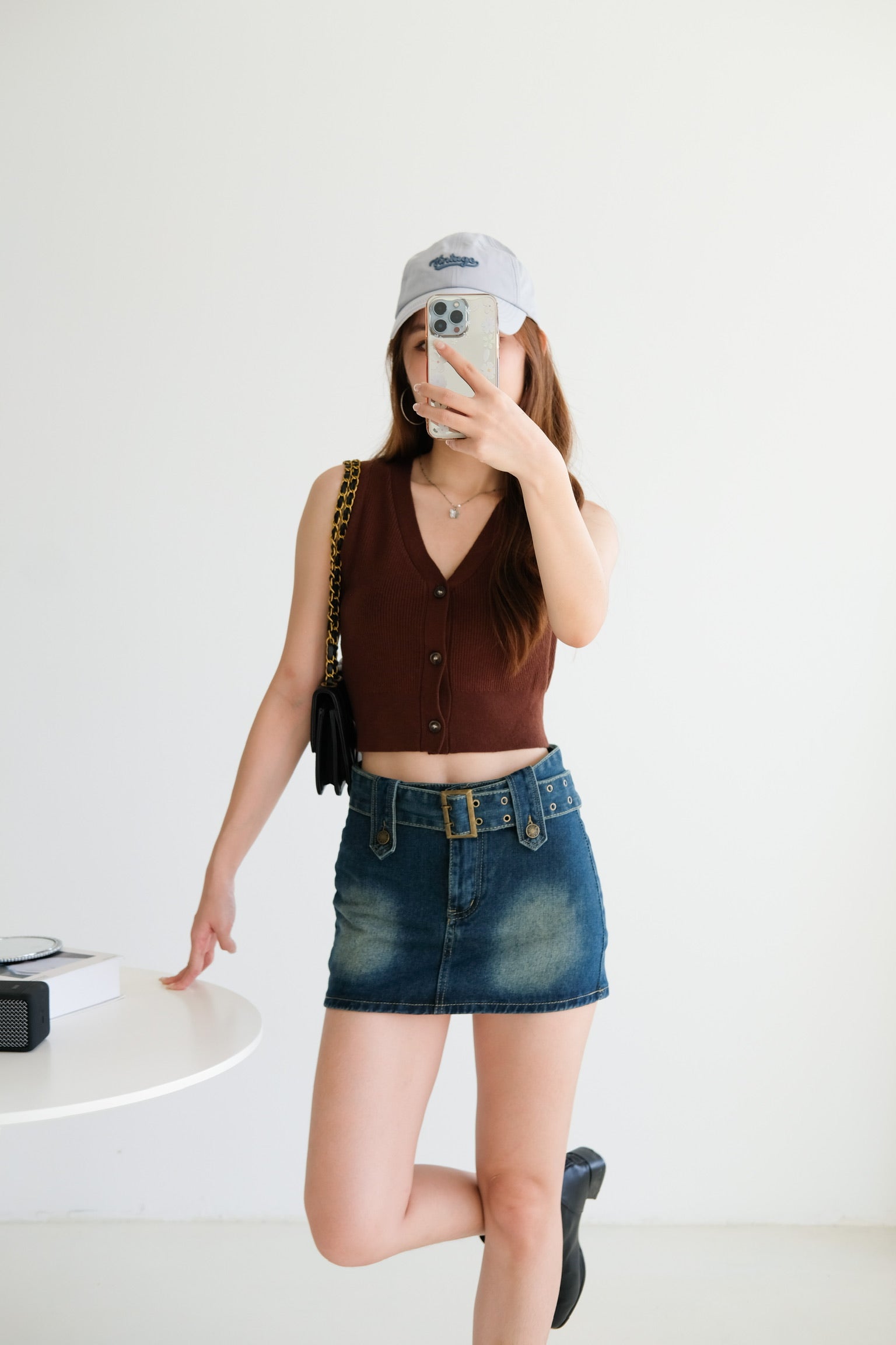 Nadia V Neck Vest Top (Brownie)