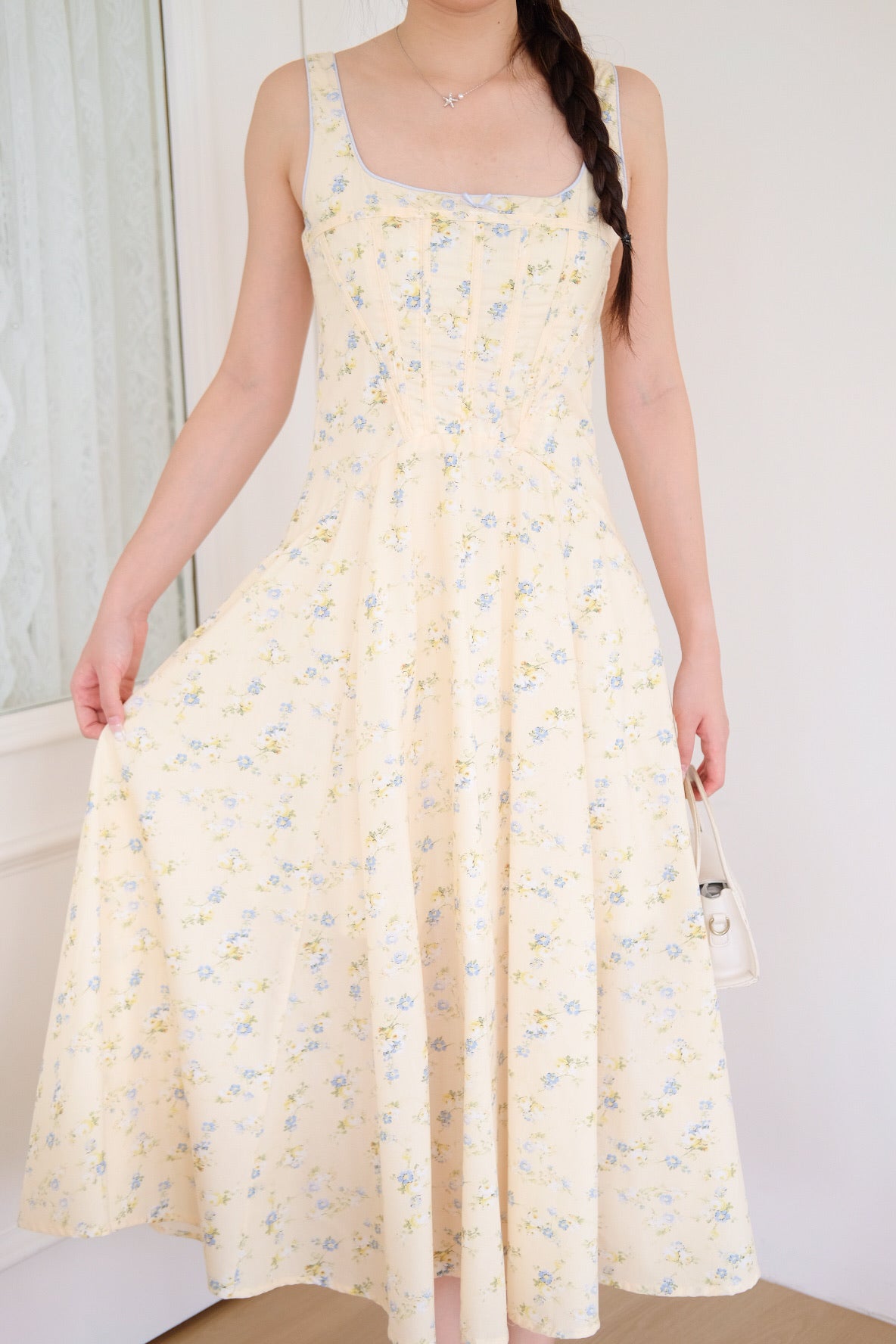 Liselle Corset Garden Maxi Dress (Light Yellow)