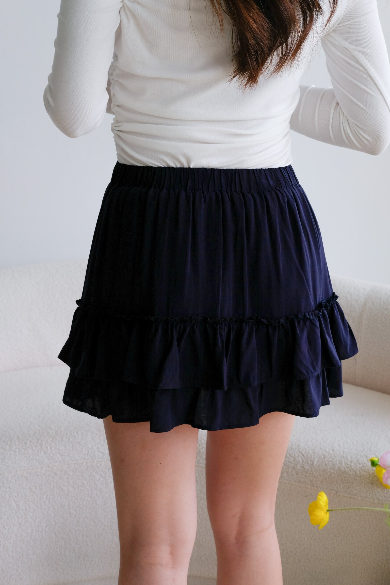 Mandy Ruffle Mini Skirt (Navy Blue)