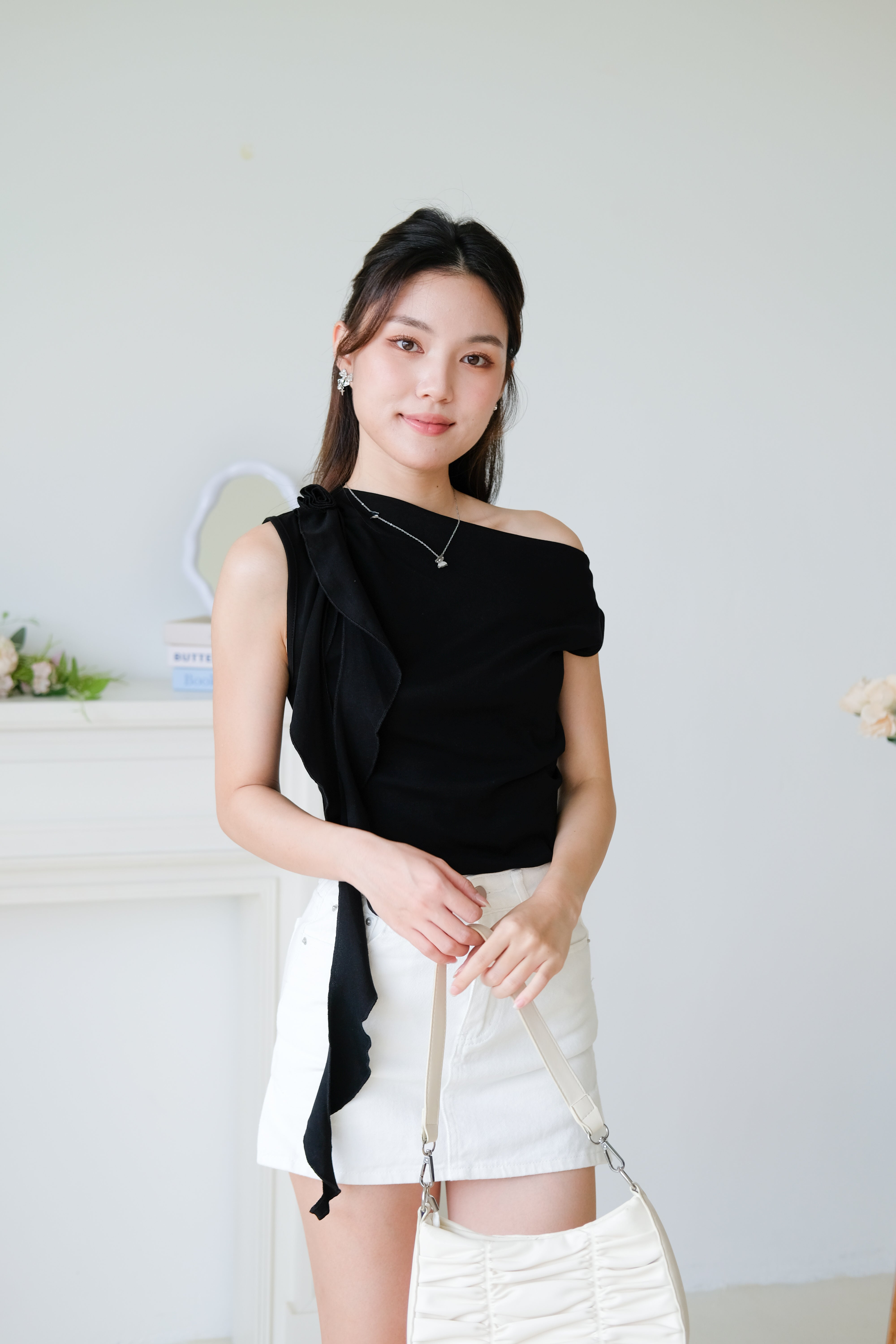 Elora Ruffle Toga Top (Black)