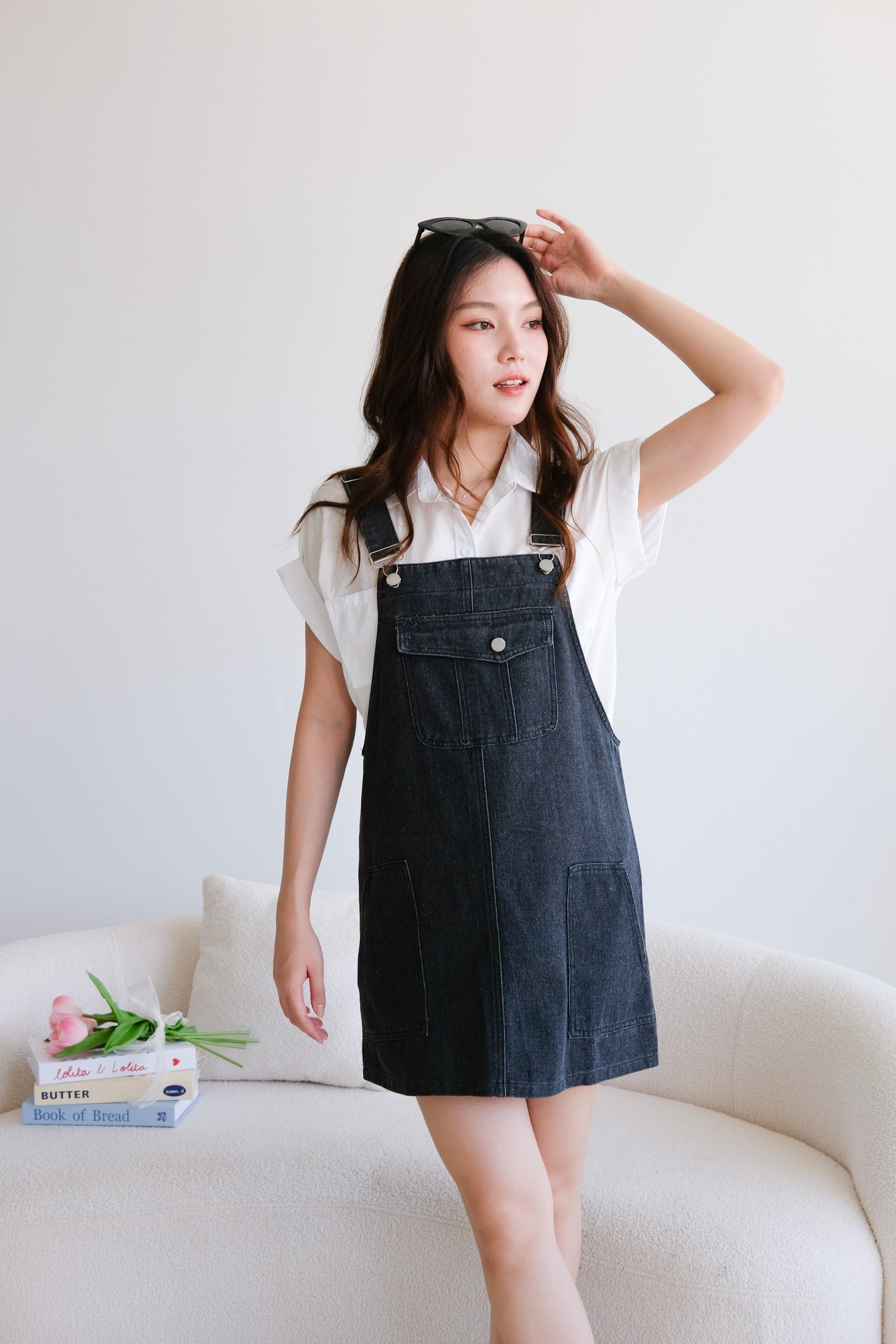 On The Go Denim Dungaree (Denim Black)