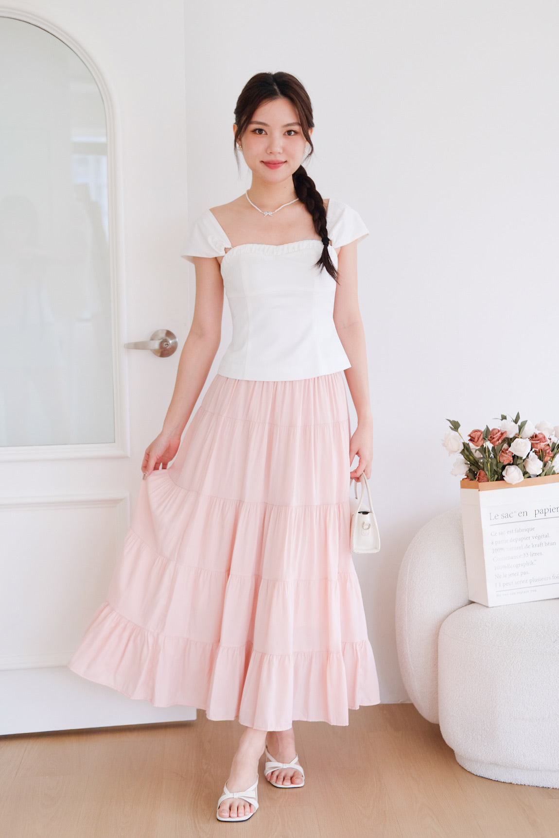 Willa Tiered Maxi Skirt (Pastel Pink)