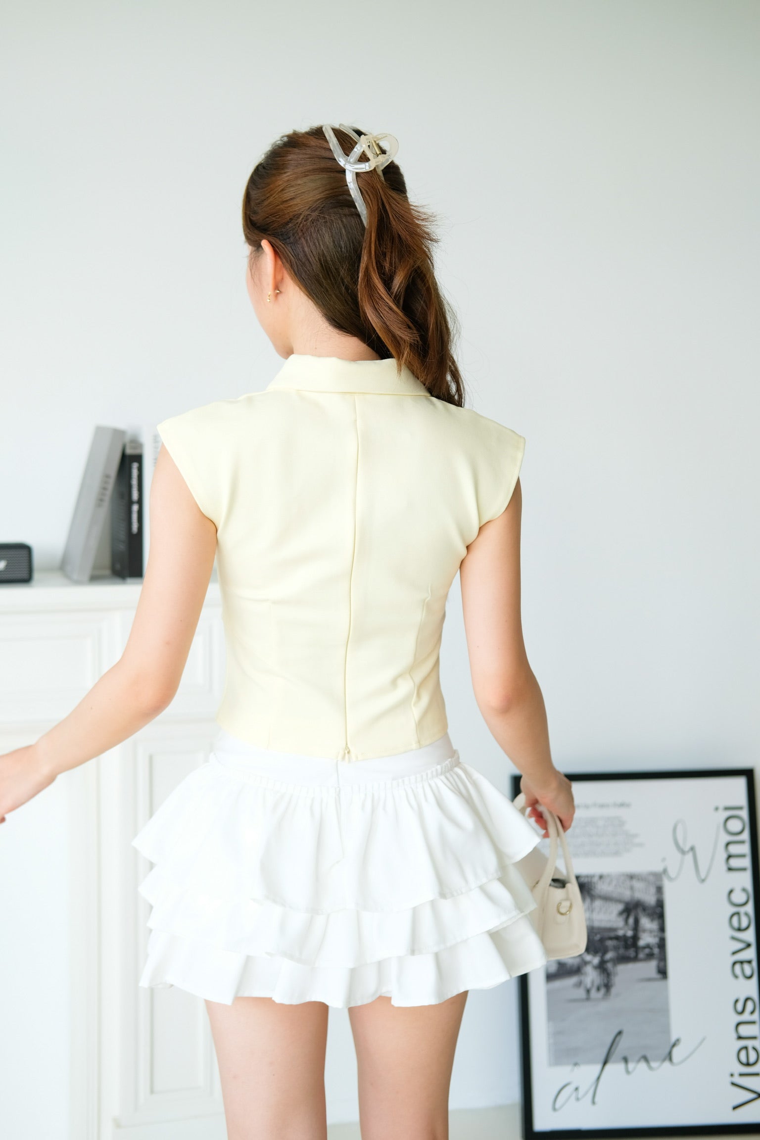 Esme Collared Cropped Top (Yellow)