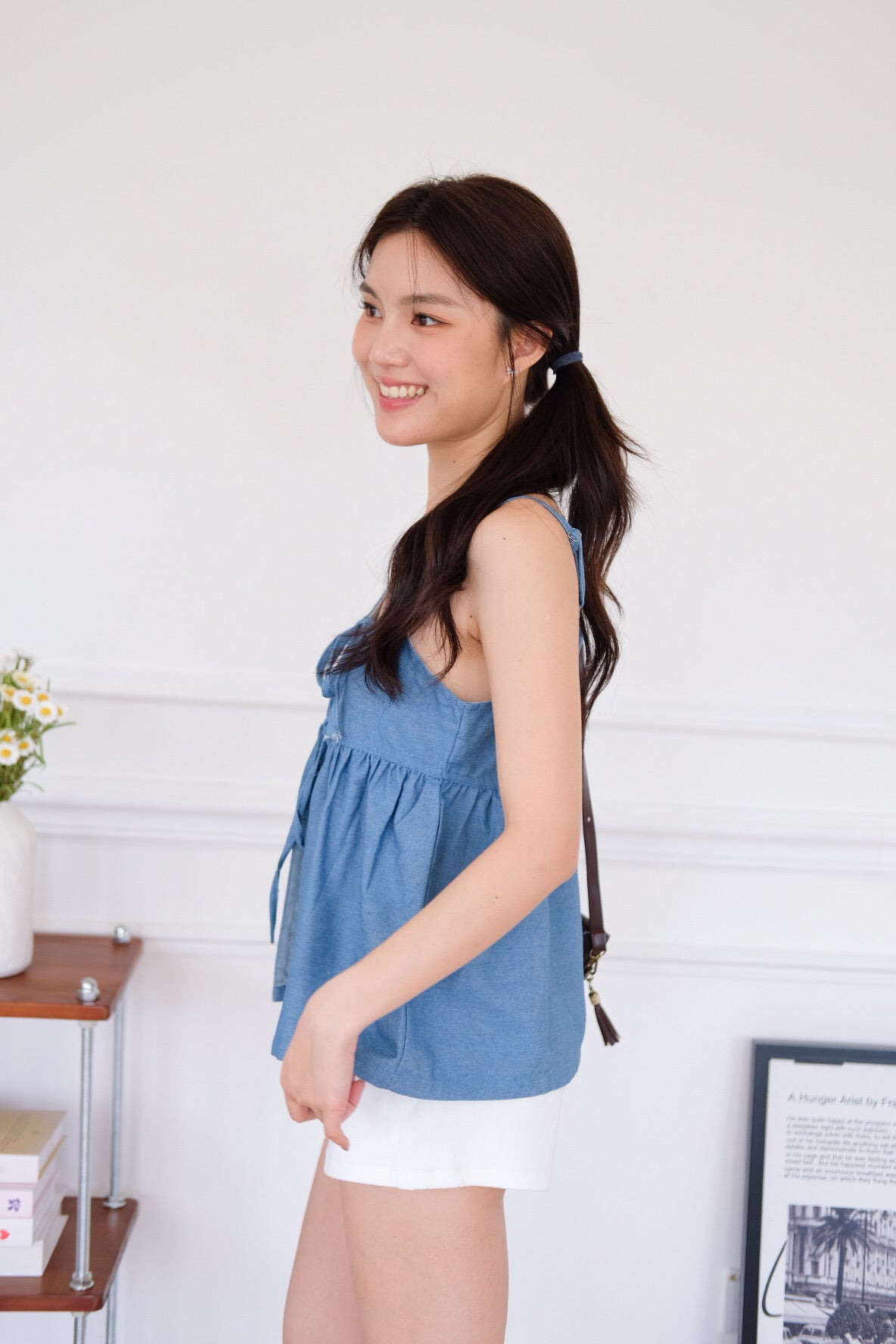 Mabelle Ribbon Babydoll Top (Light Blue)