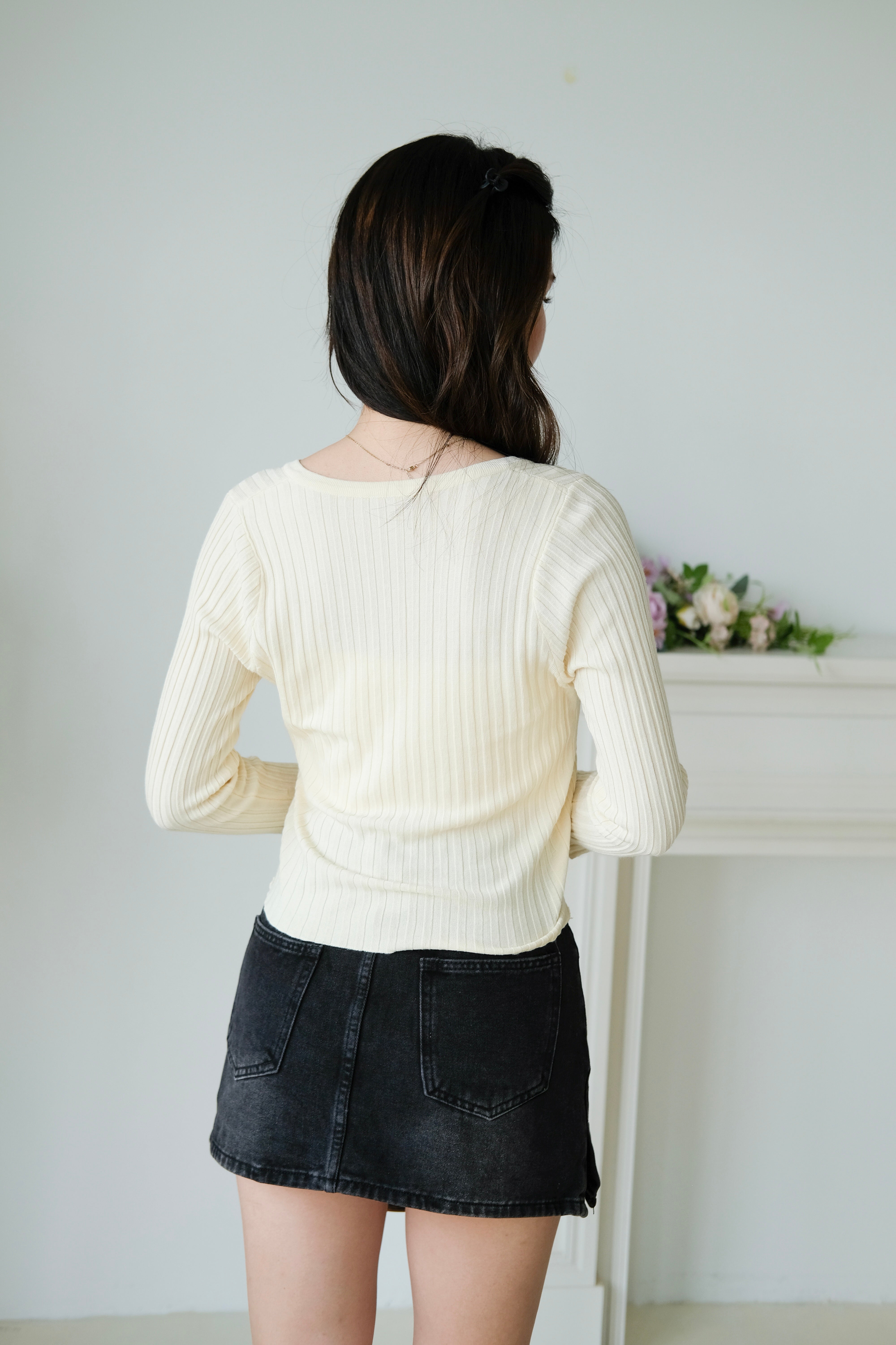 Soft Hour Knit Ribbed Cardigan (Cream)