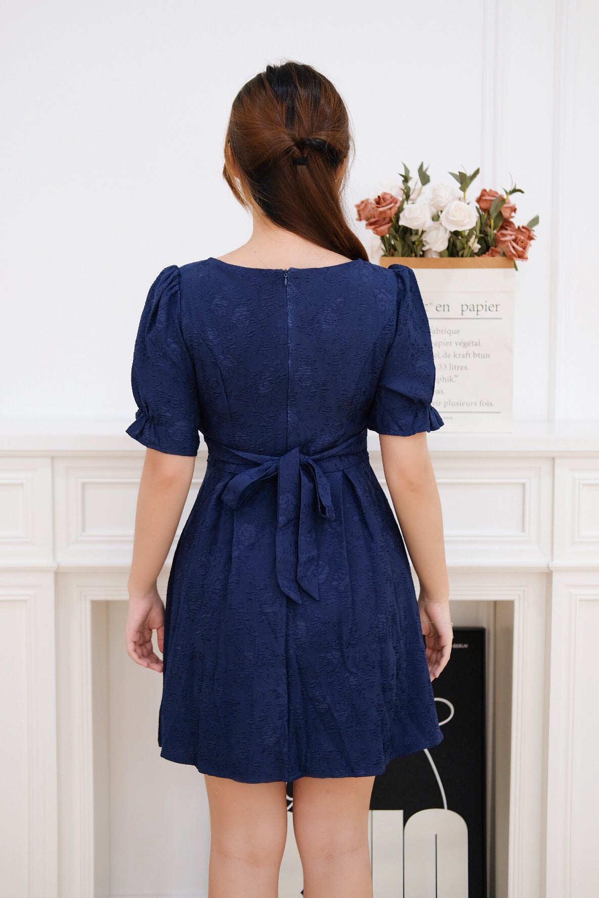 Blue Cheongsam Mini Dress