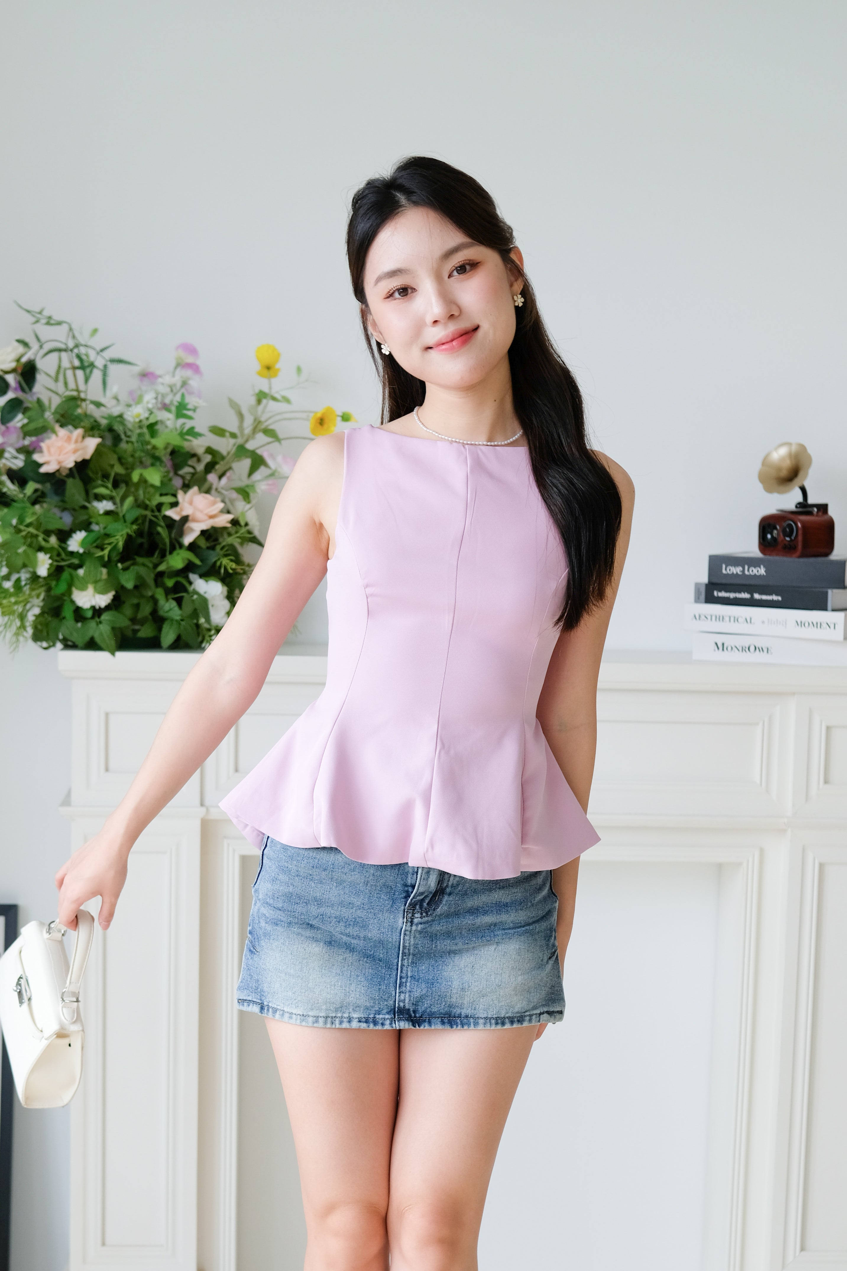 Belle Bareback Peplum Top (Purple)