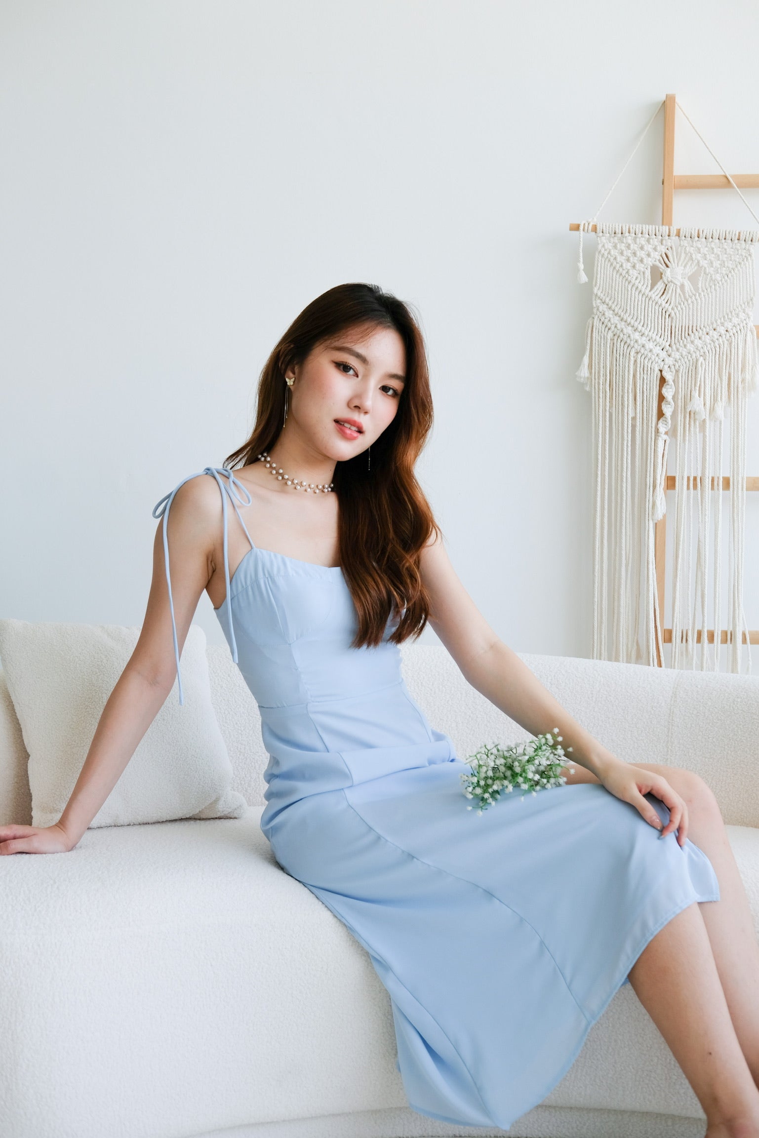 Lauren Slit Midi Dress (Sky Blue)