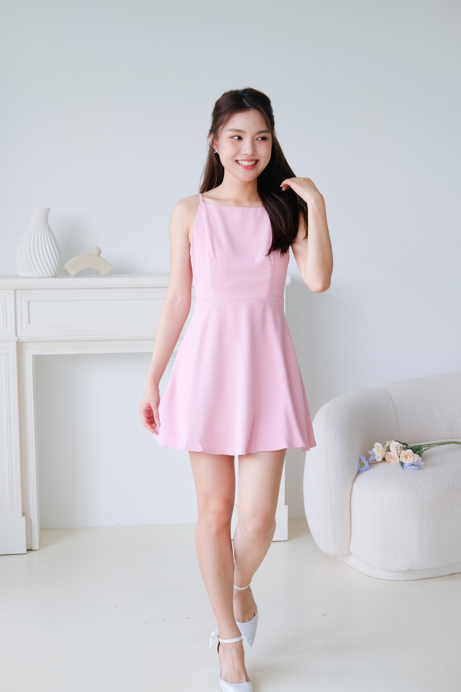 Stella Boatneck Flare Dress (Punch Pink)