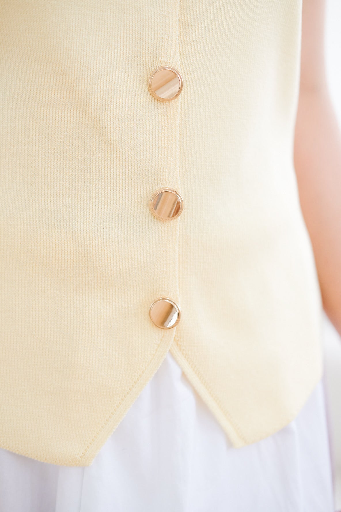 Knit Button Vest Top (Yellow)