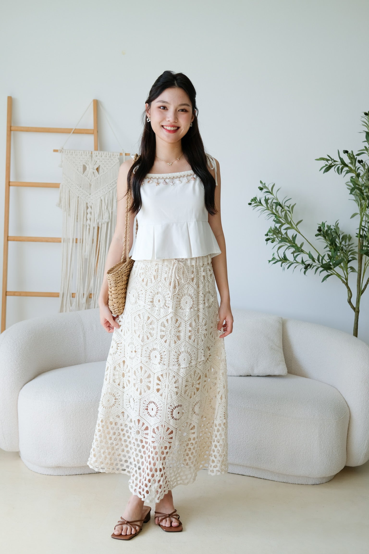 Marise Bohemian Muji Crop (White)