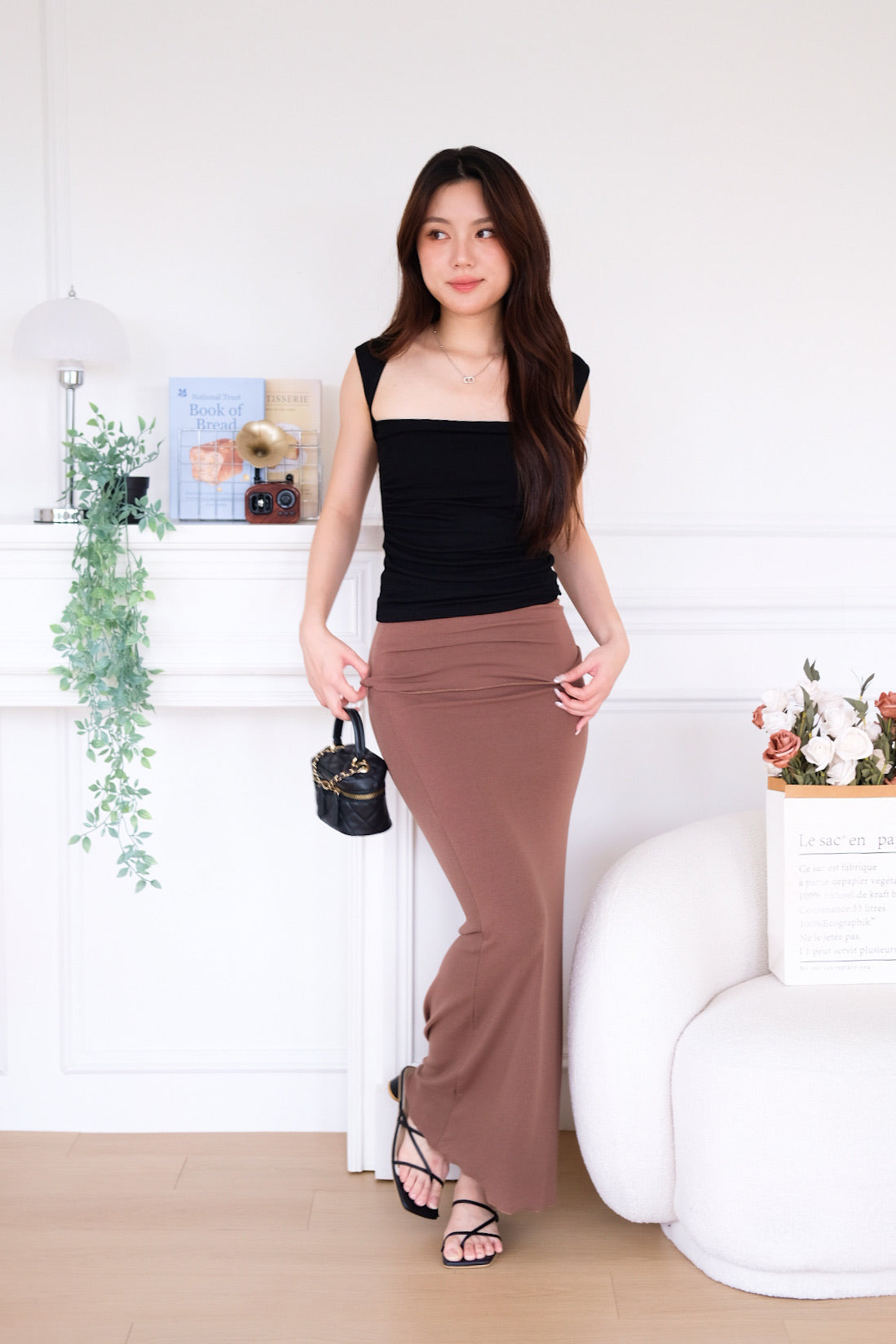 Sienna Cotton Maxi Skirt (Chocolate)