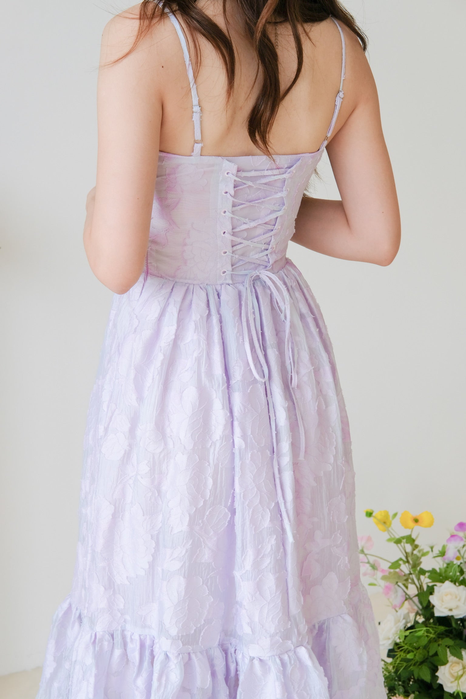 Natalia Floral Organza Midaxi Dress (Lilac)