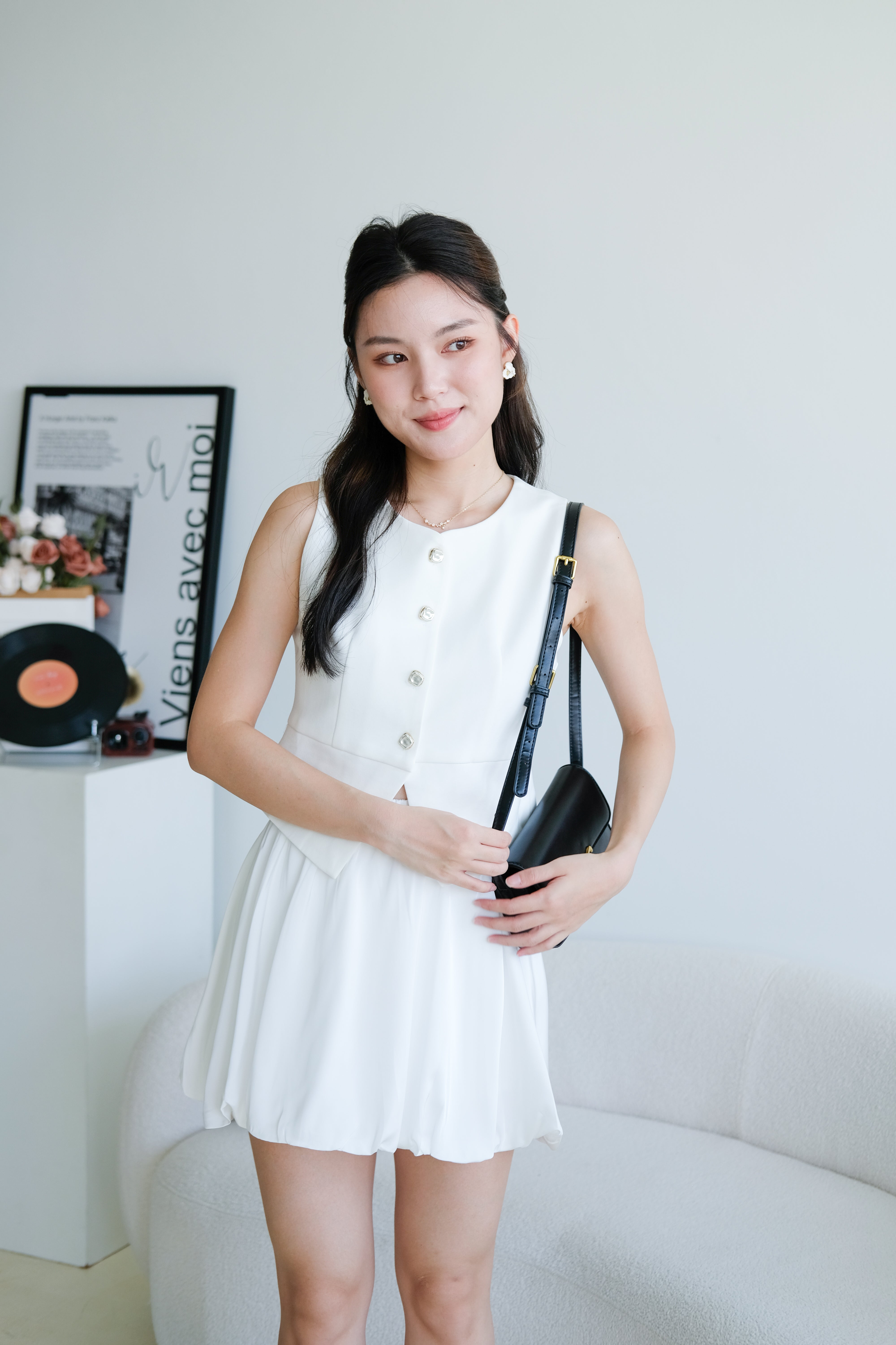 Valerie Round Neck Vest Top (White)