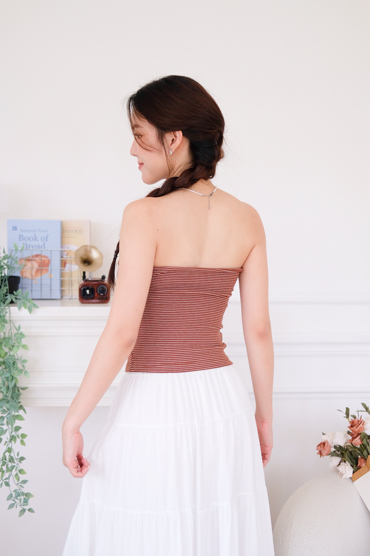Capri Striped Padded Tube Top (Chestnut Brown) [ ETA 26 Aug ]