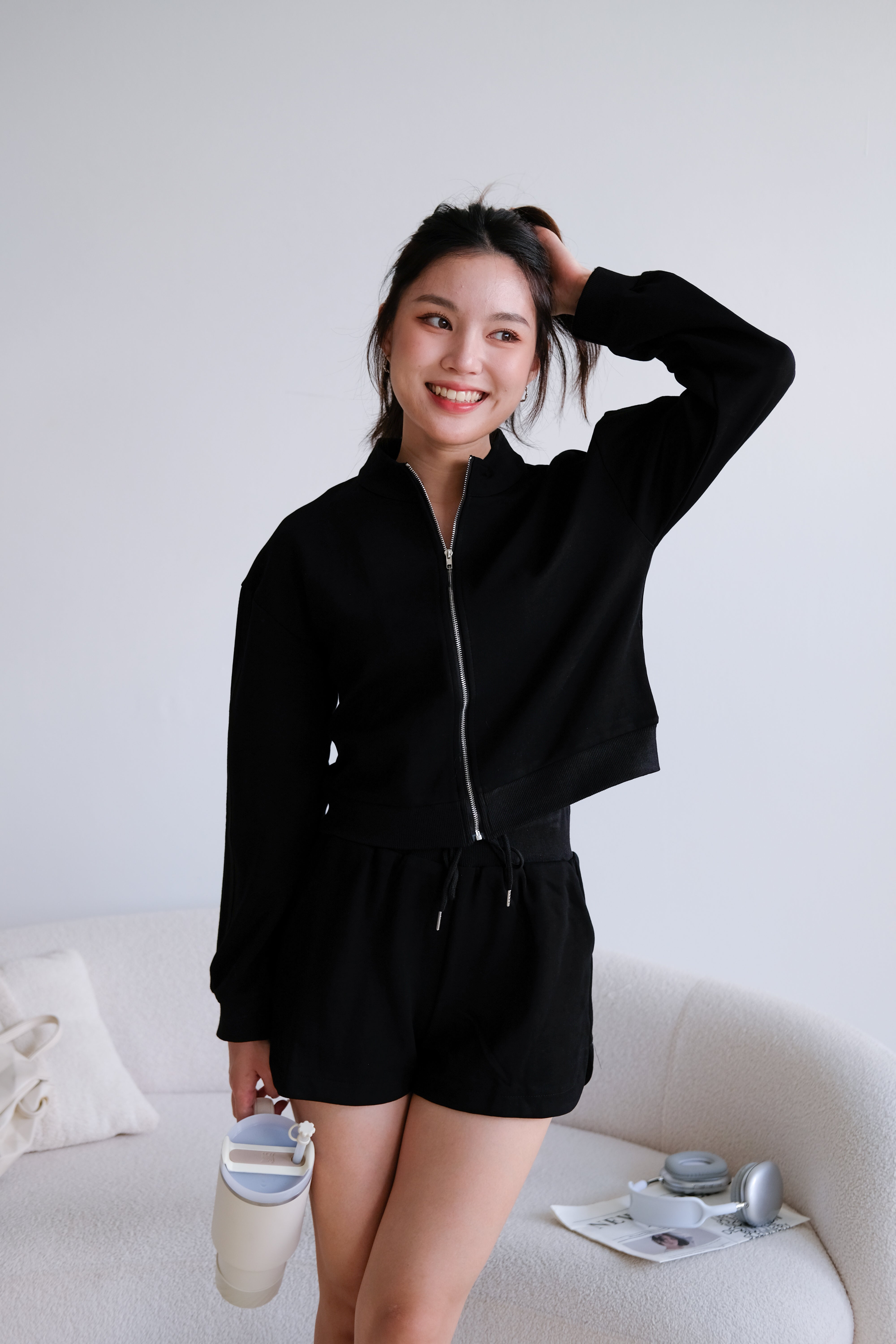 Day Off Stripes Lounge Set (Black)