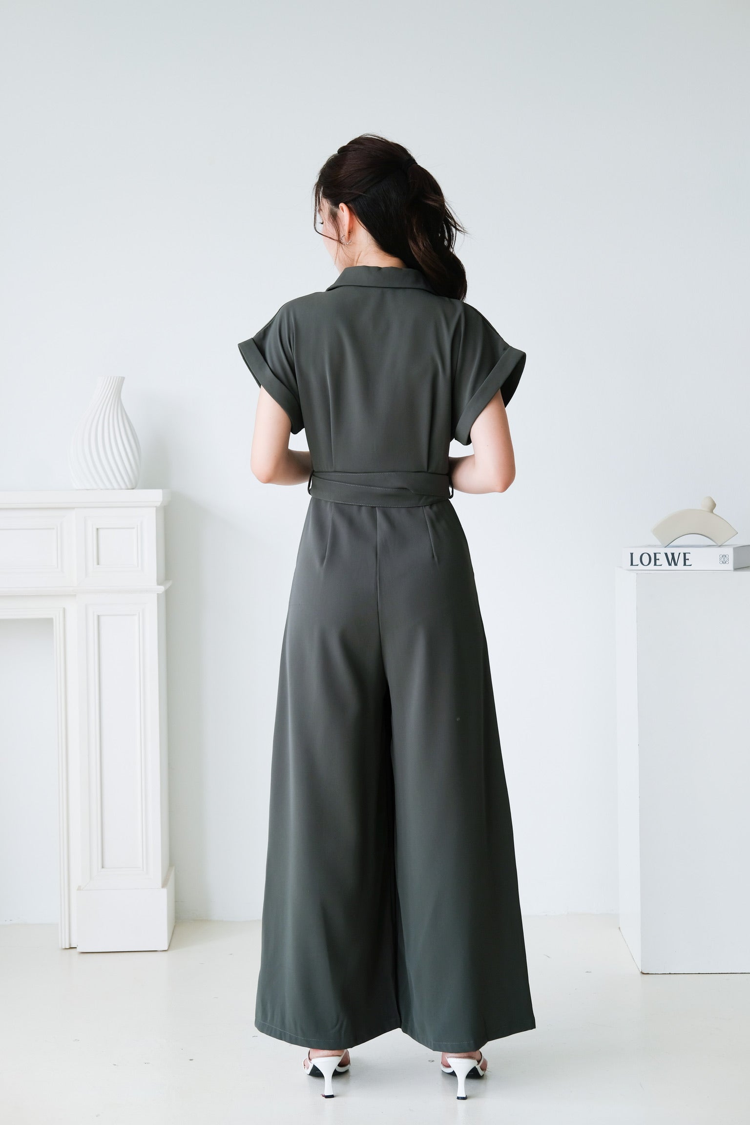 Simone Straight Leg Jumpsuit (Army Green)