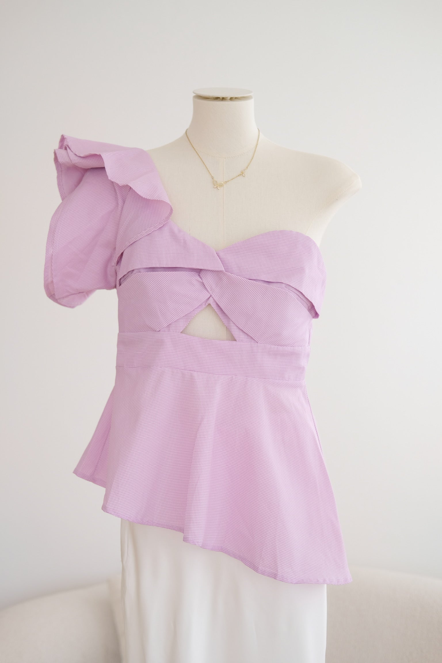 Purple Ruffle Assymetrical Top