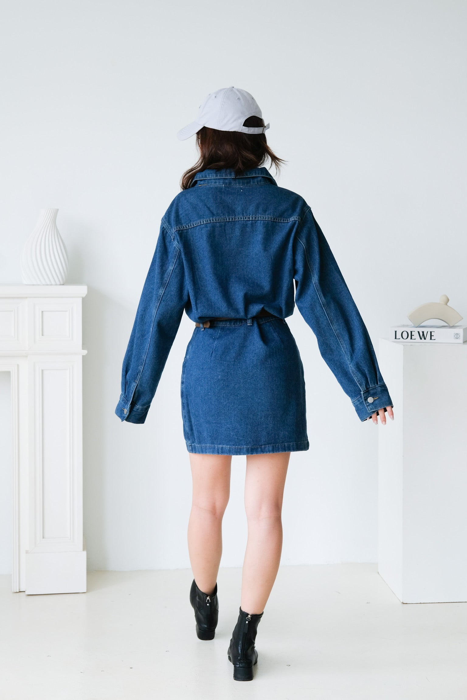 Janelle Denim Collared Dress (Blue)