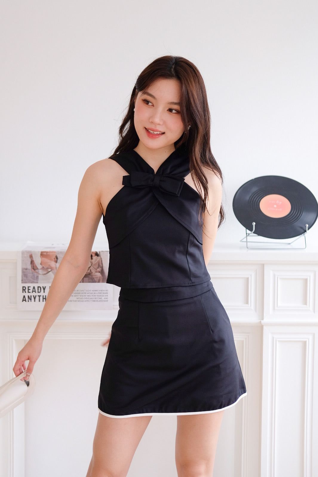 Carmela Bow Halter Set (Black)