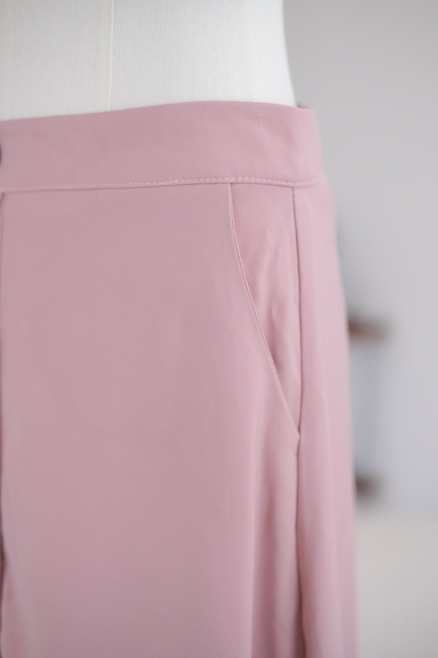 Pink Buttons Ruffle Midi Skirt