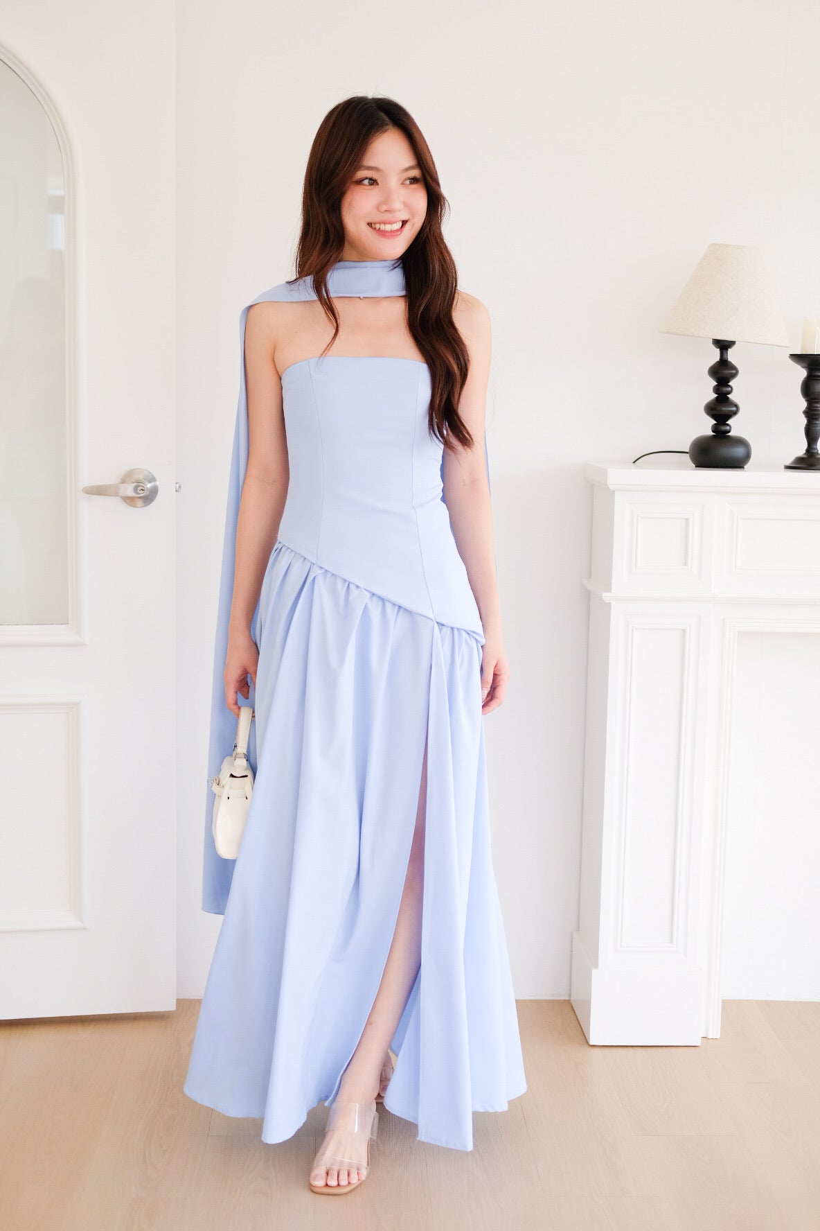 Kimberly Tube Sash Maxi Dress (Powder Blue)