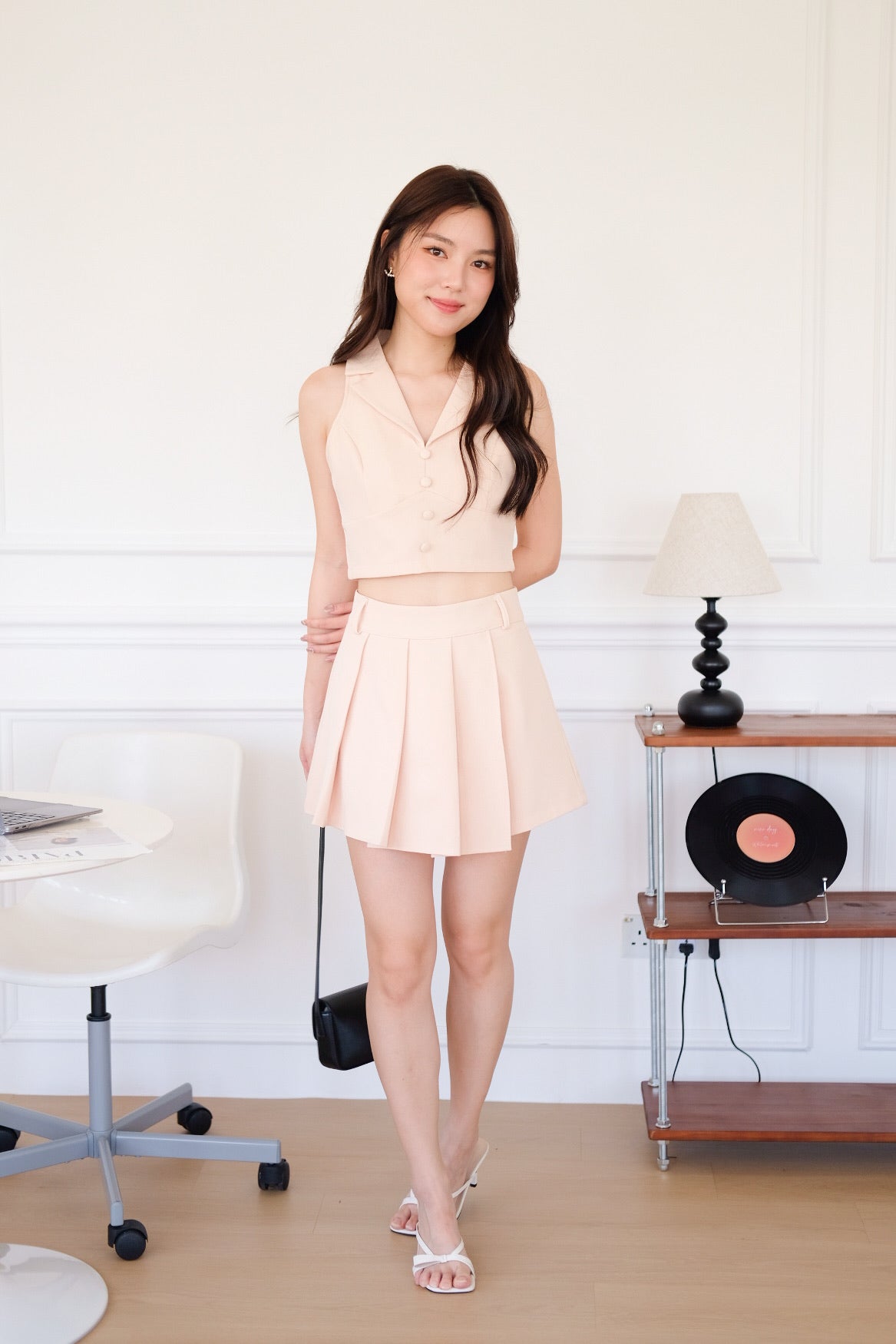 Sherina Vest Skort Set (Khaki)