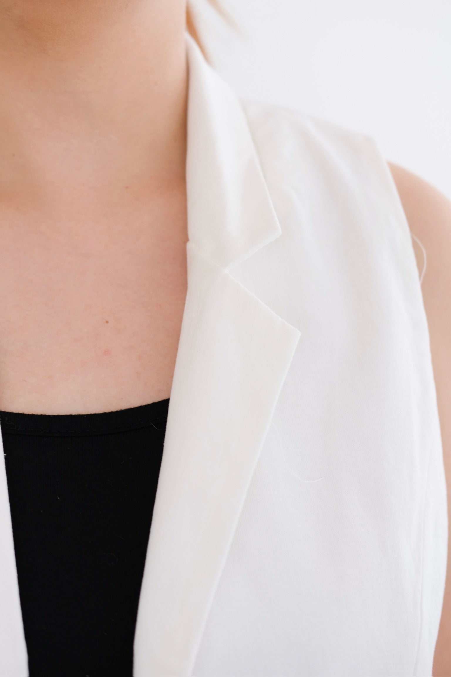 White Collared Ribbon Vest Outer
