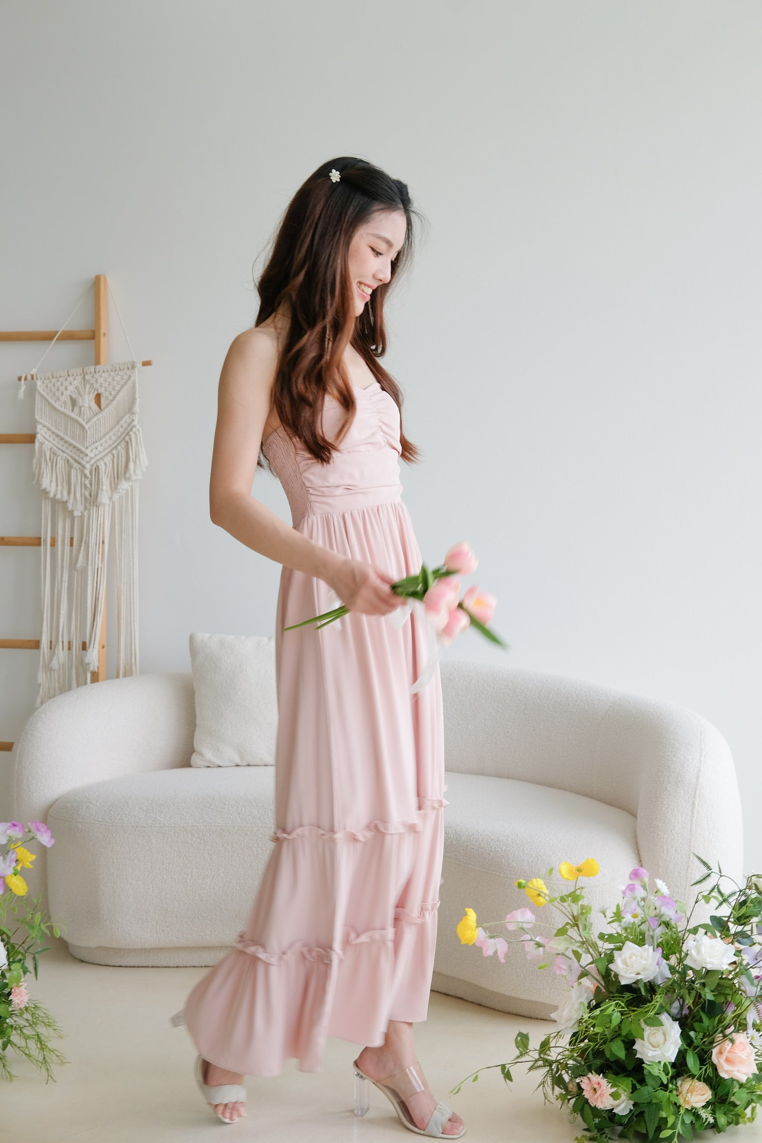 Anna Sweetheart Tube Maxi Dress (Dusty Pink)