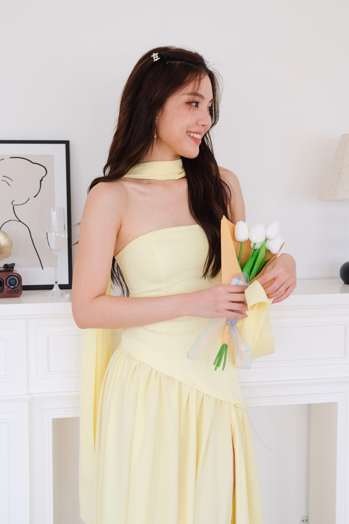 Kimberly Tube Sash Maxi Dress (Sunshine Yellow)
