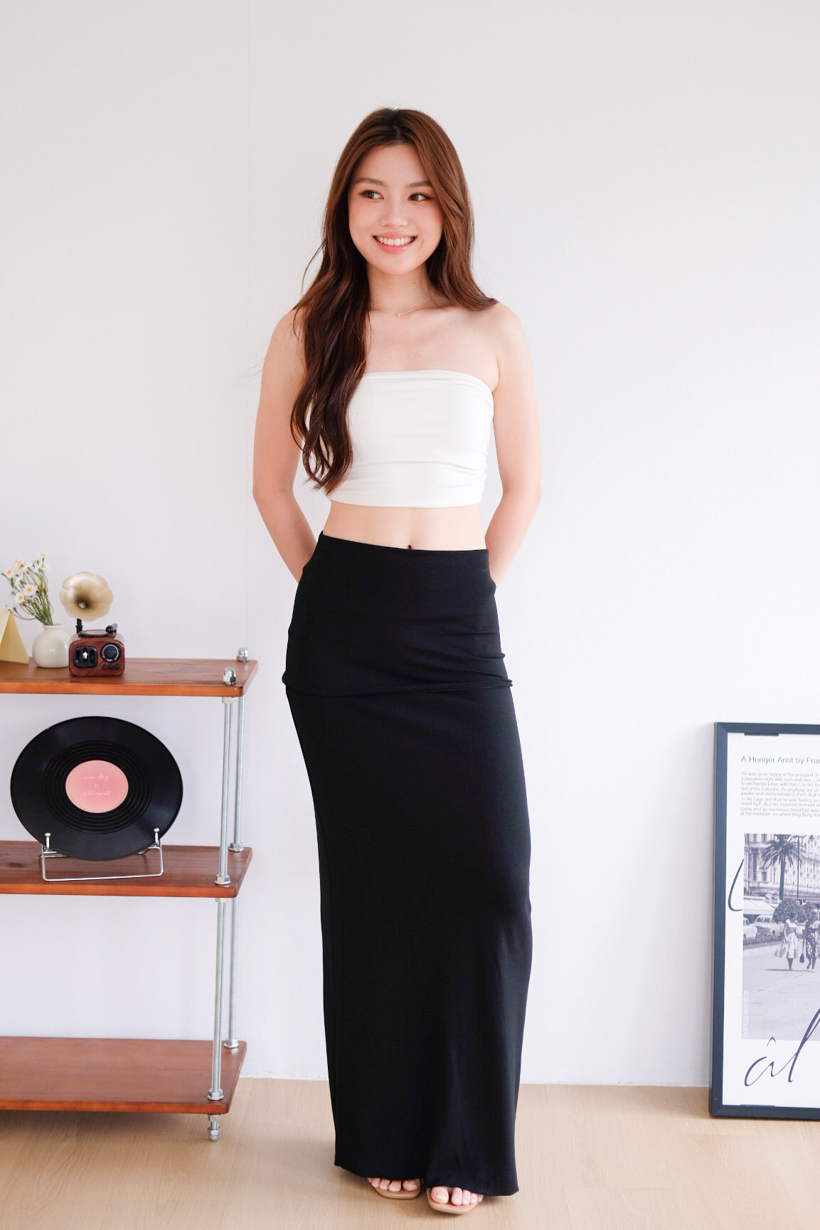 Sienna Cotton Maxi Skirt (Black)