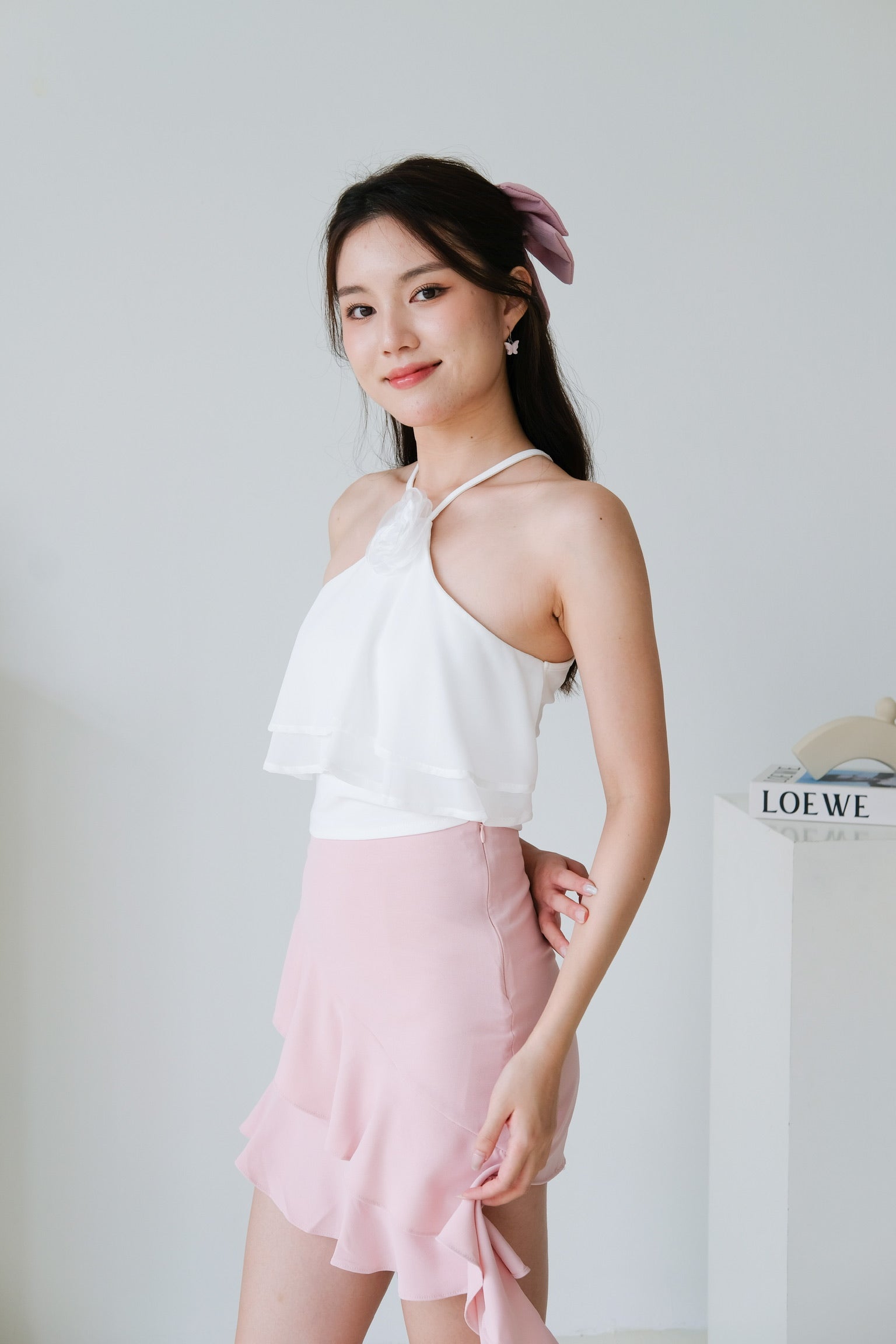 Ariel Rose Flutter Crop (White)