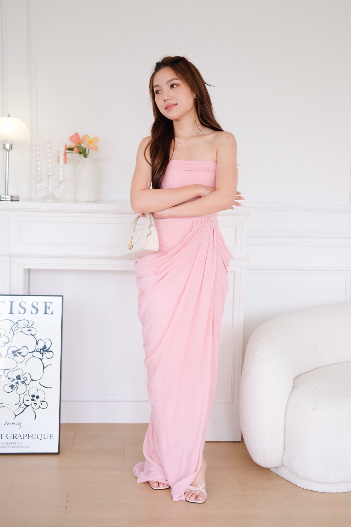 Seraphina Tube Corset Slit Maxi Dress (Pink) [ ETA 23 Oct ]