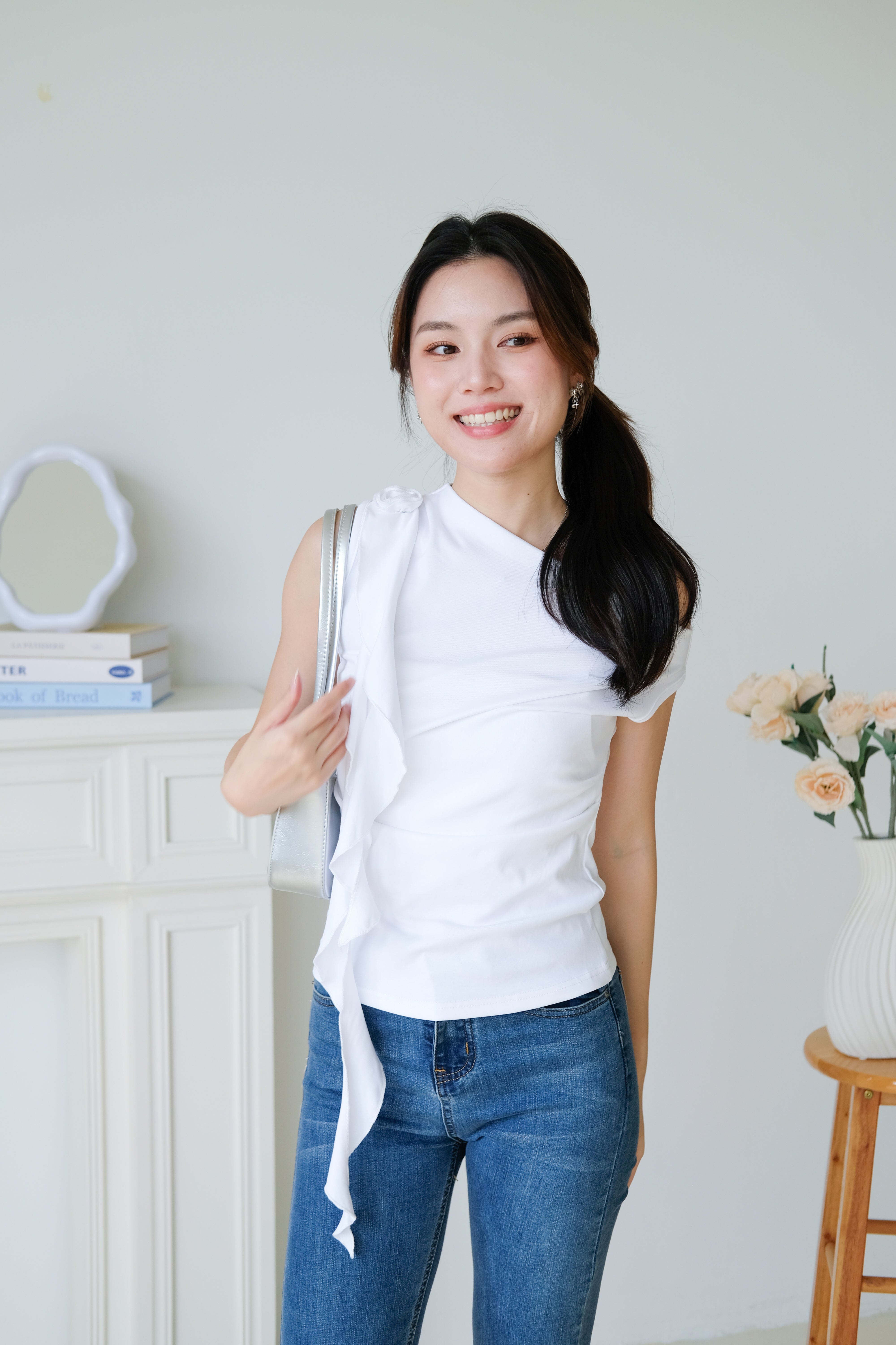 Elora Ruffle Toga Top (White)