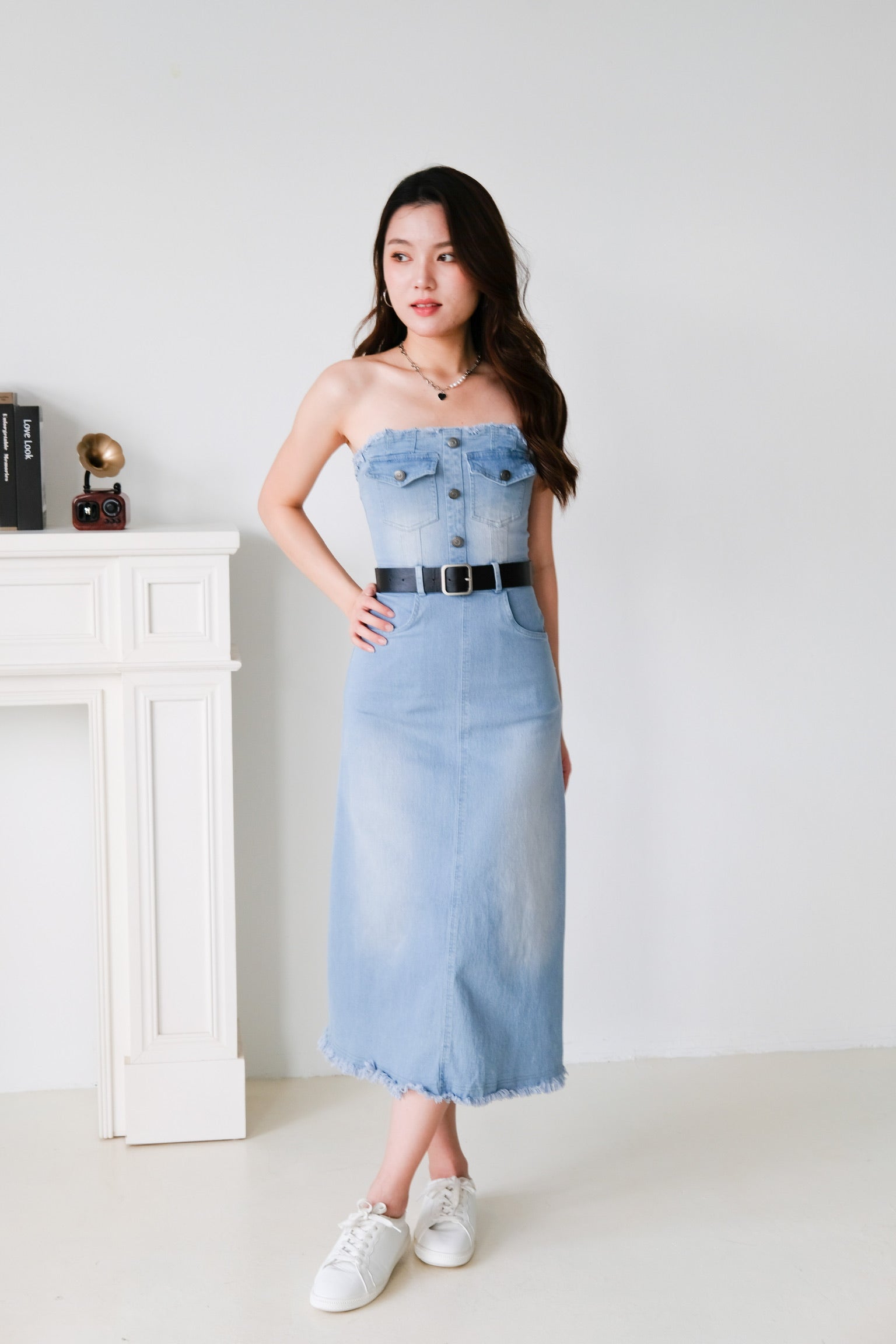 Altitude Denim Tube Maxi Dress (Light Wash)