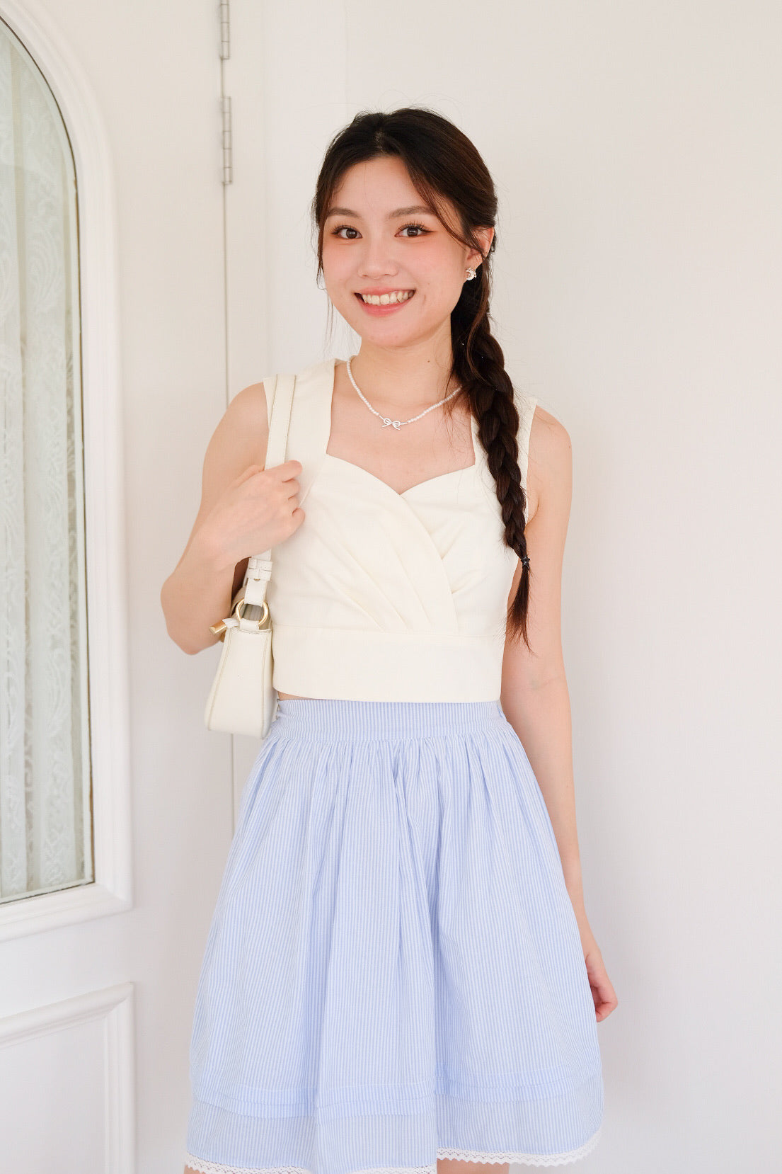 Hayley Sweetheart Crop Top (White)