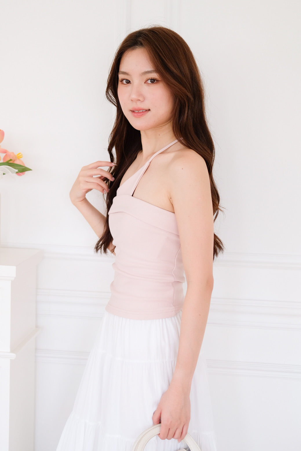 Sovanna Asymmetrical Cami Crop (Baby Pink) [ETA 12 Sept]