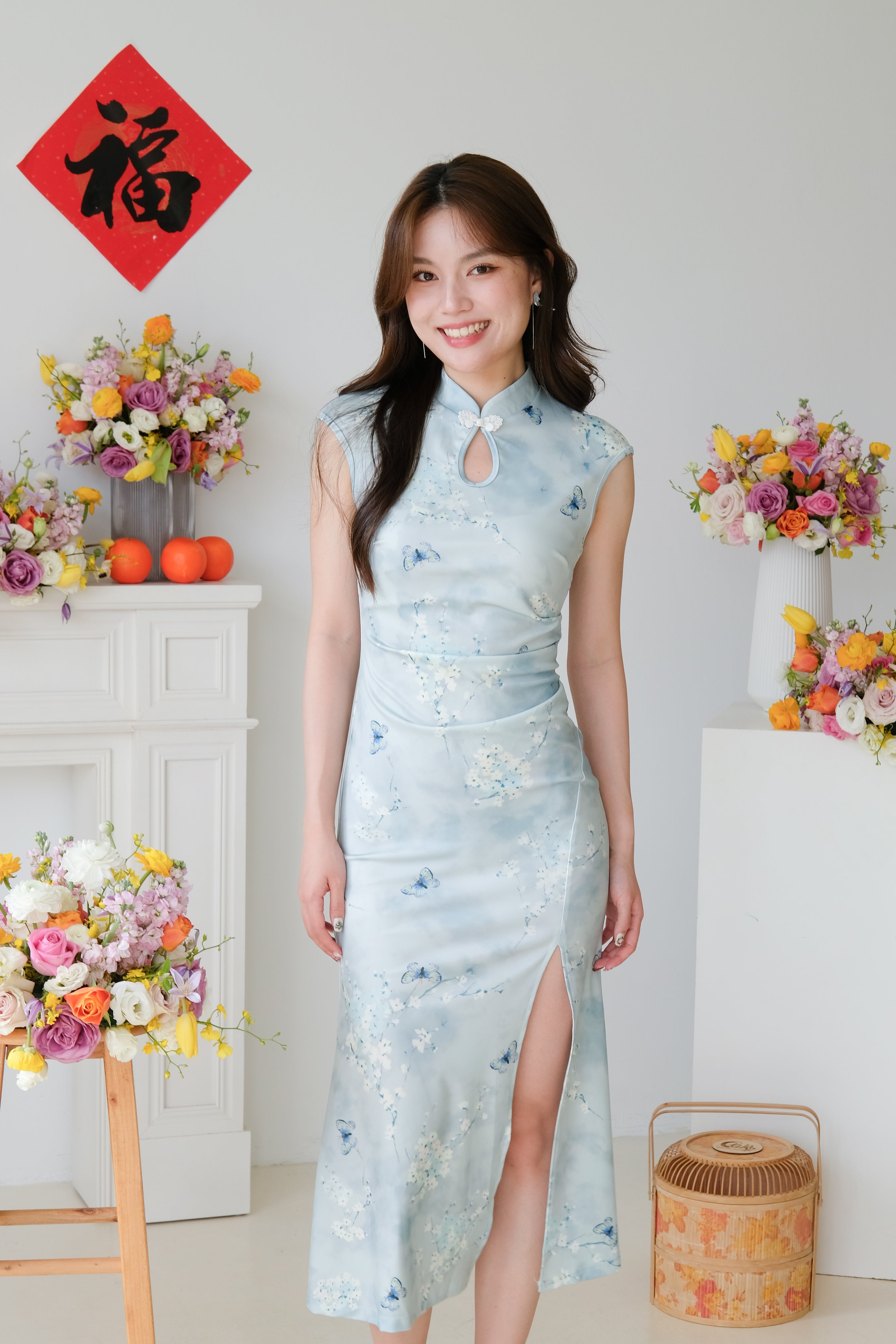 Fang Floral Mermaid Cheongsam (Ocean Blue)